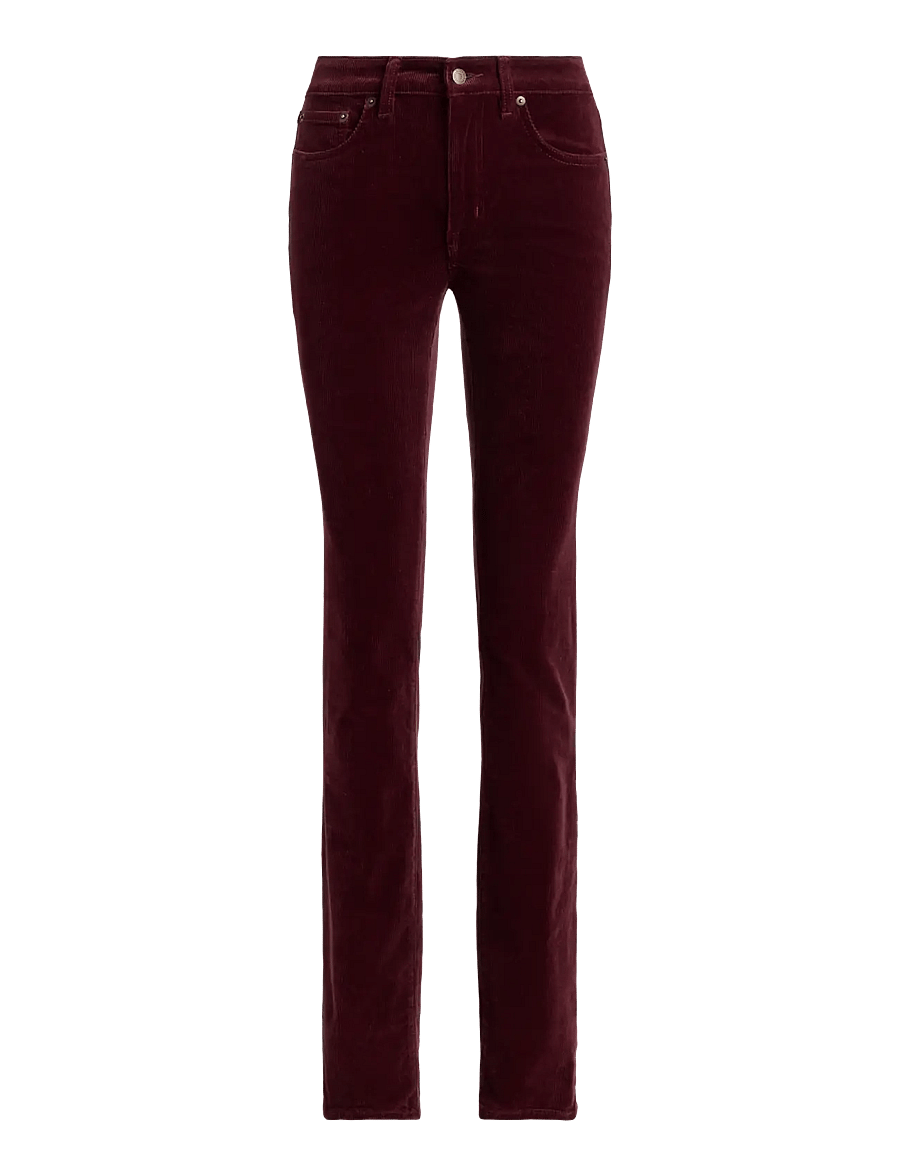 Lauren Ralph Lauren - 14 WALE CORD-WVN-PANTS - slim fit-byxor - dark garnet - 1