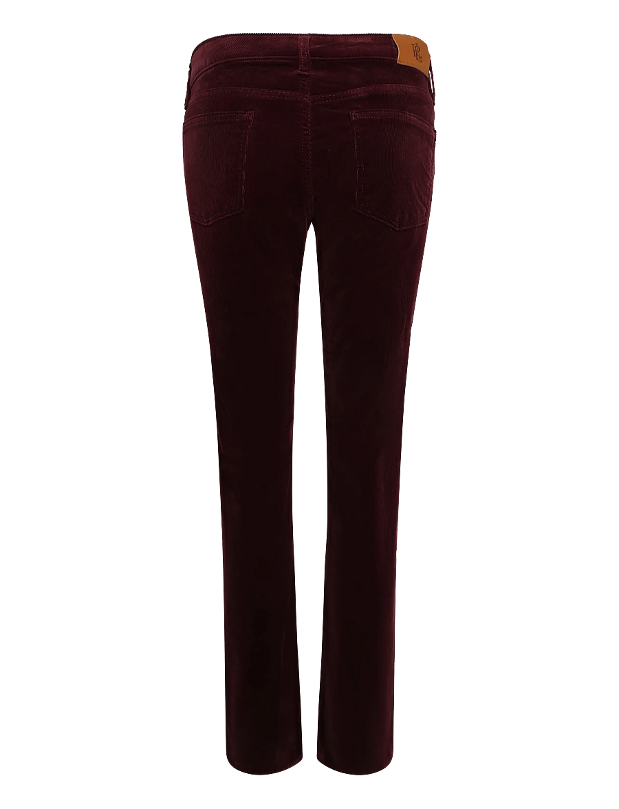 Lauren Ralph Lauren - Mid-Rise Corduroy Slim Straight Pant - fløjlsbukser - dark garnet - 3