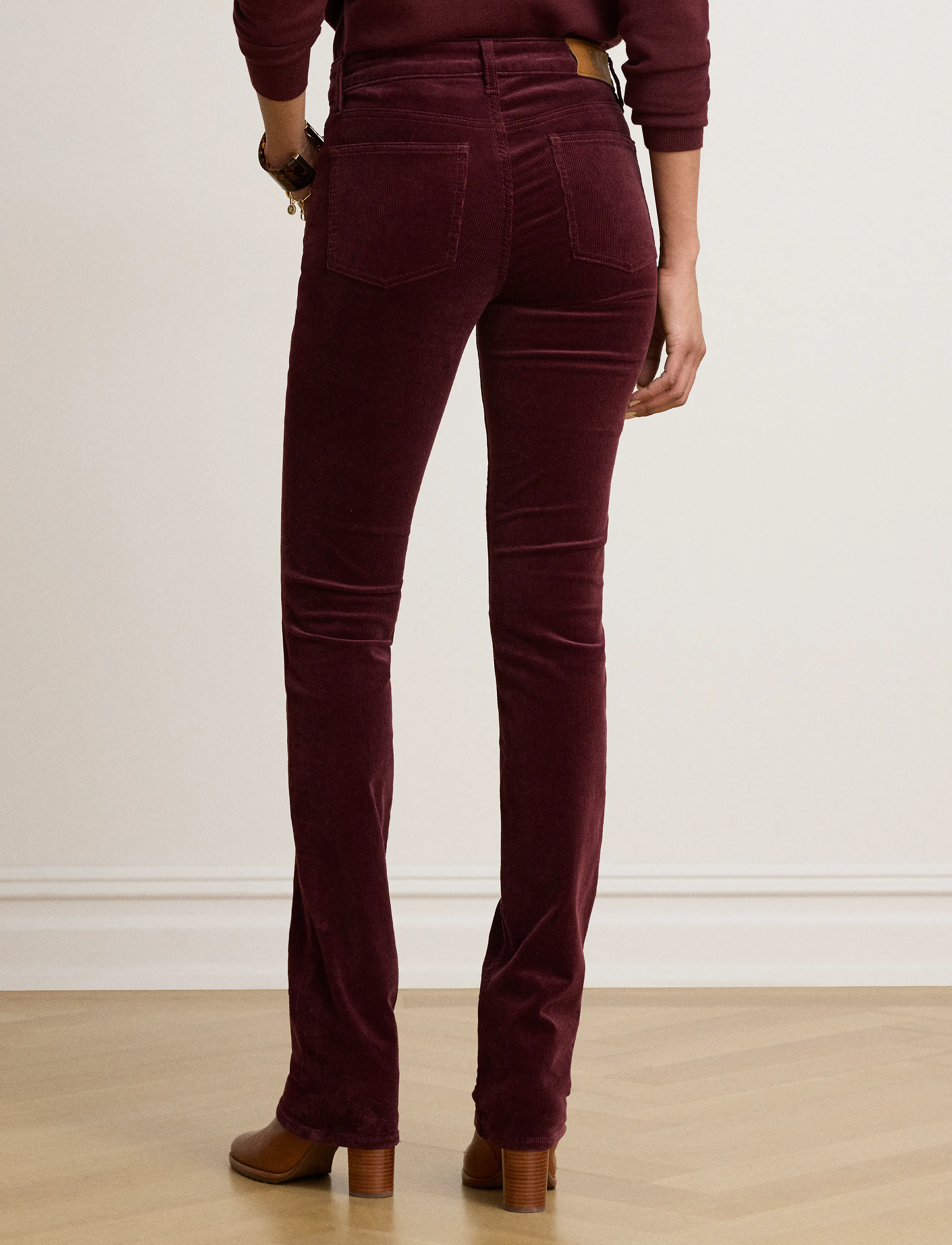 Lauren Ralph Lauren - 14 WALE CORD-WVN-PANTS - slim fit-byxor - dark garnet - 2