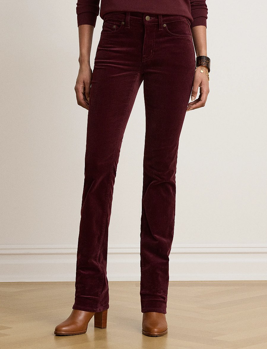 Lauren Ralph Lauren - 14 WALE CORD-WVN-PANTS - slim fit-byxor - dark garnet - 3