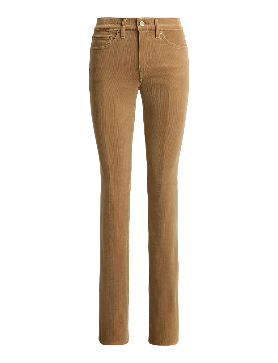 Lauren Ralph Lauren - Mid-Rise Corduroy Slim Straight Pant - velvetpüksid - lauren camel - 2