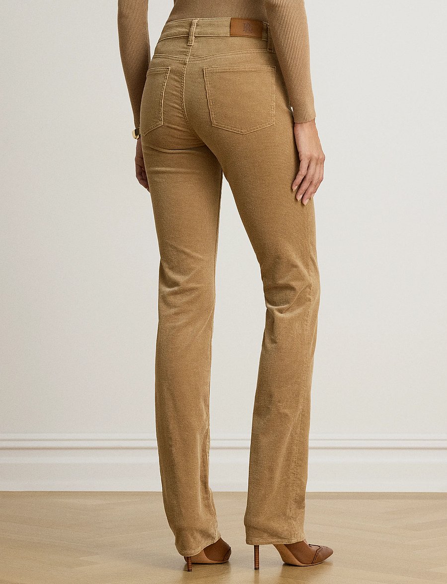 Lauren Ralph Lauren - Mid-Rise Corduroy Slim Straight Pant - velvetpüksid - lauren camel - 3