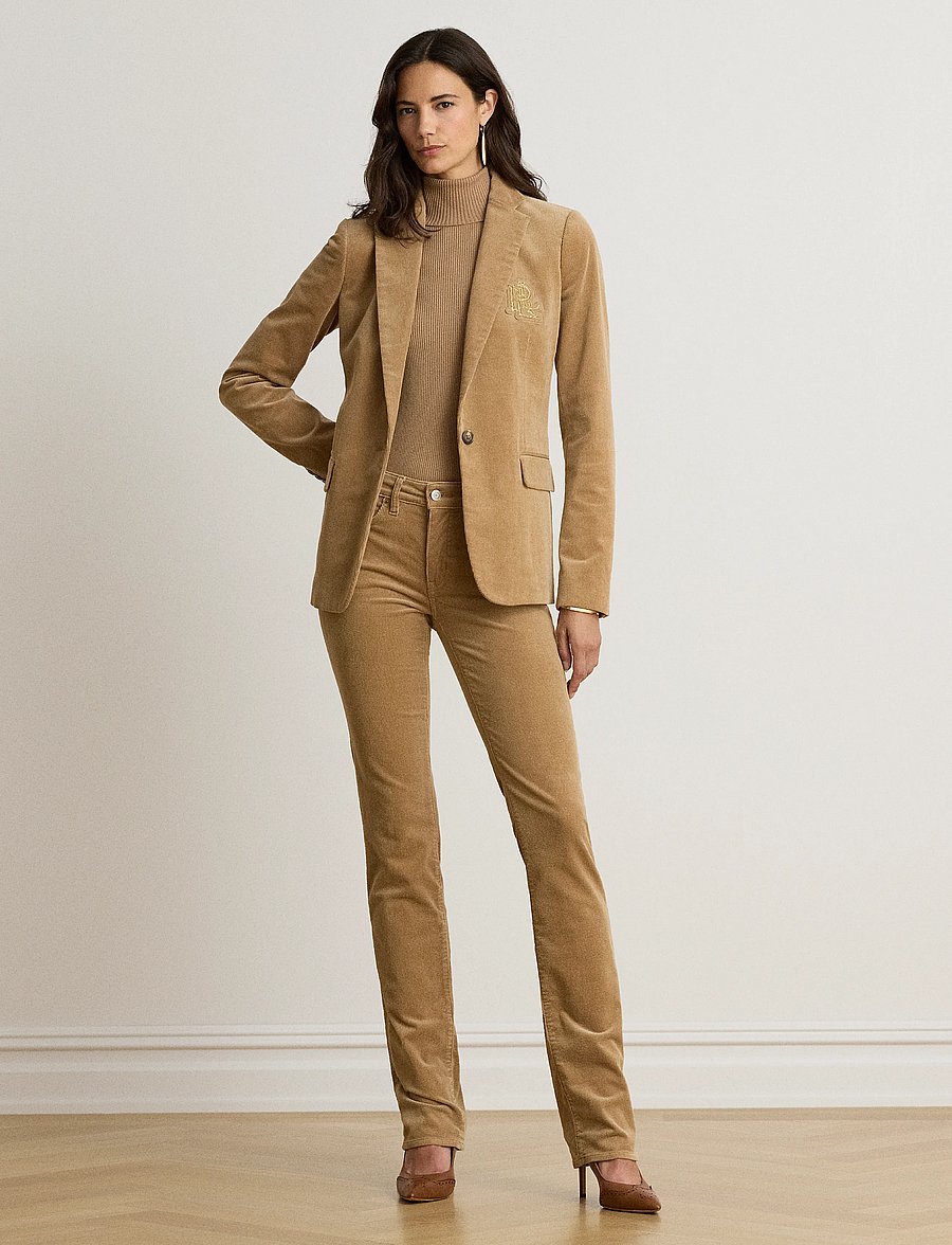 Lauren Ralph Lauren - Mid-Rise Corduroy Slim Straight Pant - velvetpüksid - lauren camel - 4
