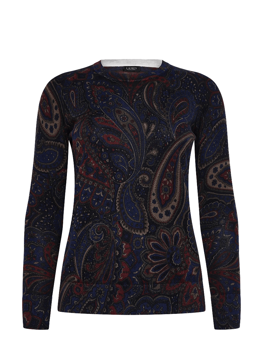 Lauren Ralph Lauren - Paisley Cotton-Modal Sweater - stickade tröjor - navy multi - 1