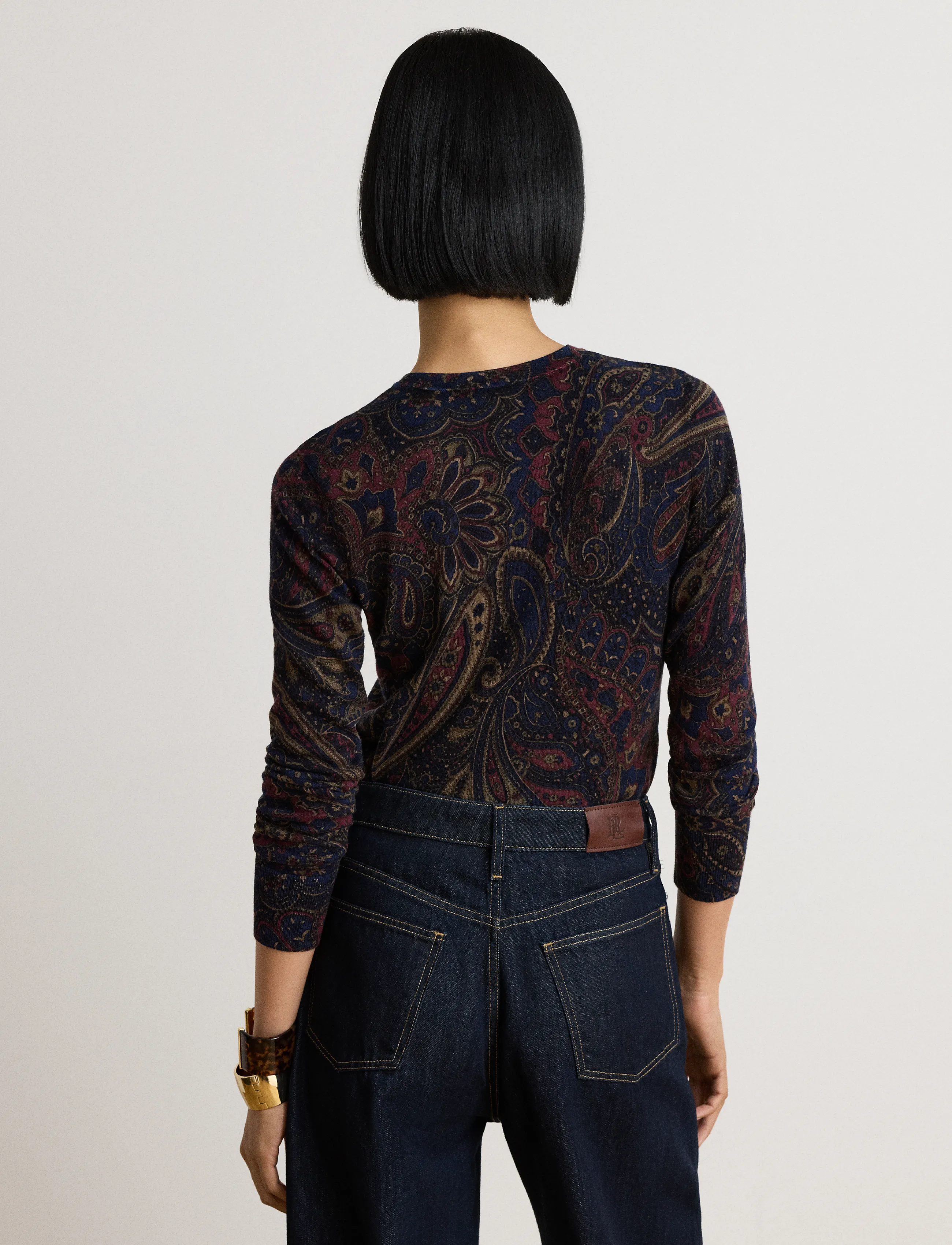 Lauren Ralph Lauren - Paisley Cotton-Modal Sweater - striktrøjer - navy multi - 2