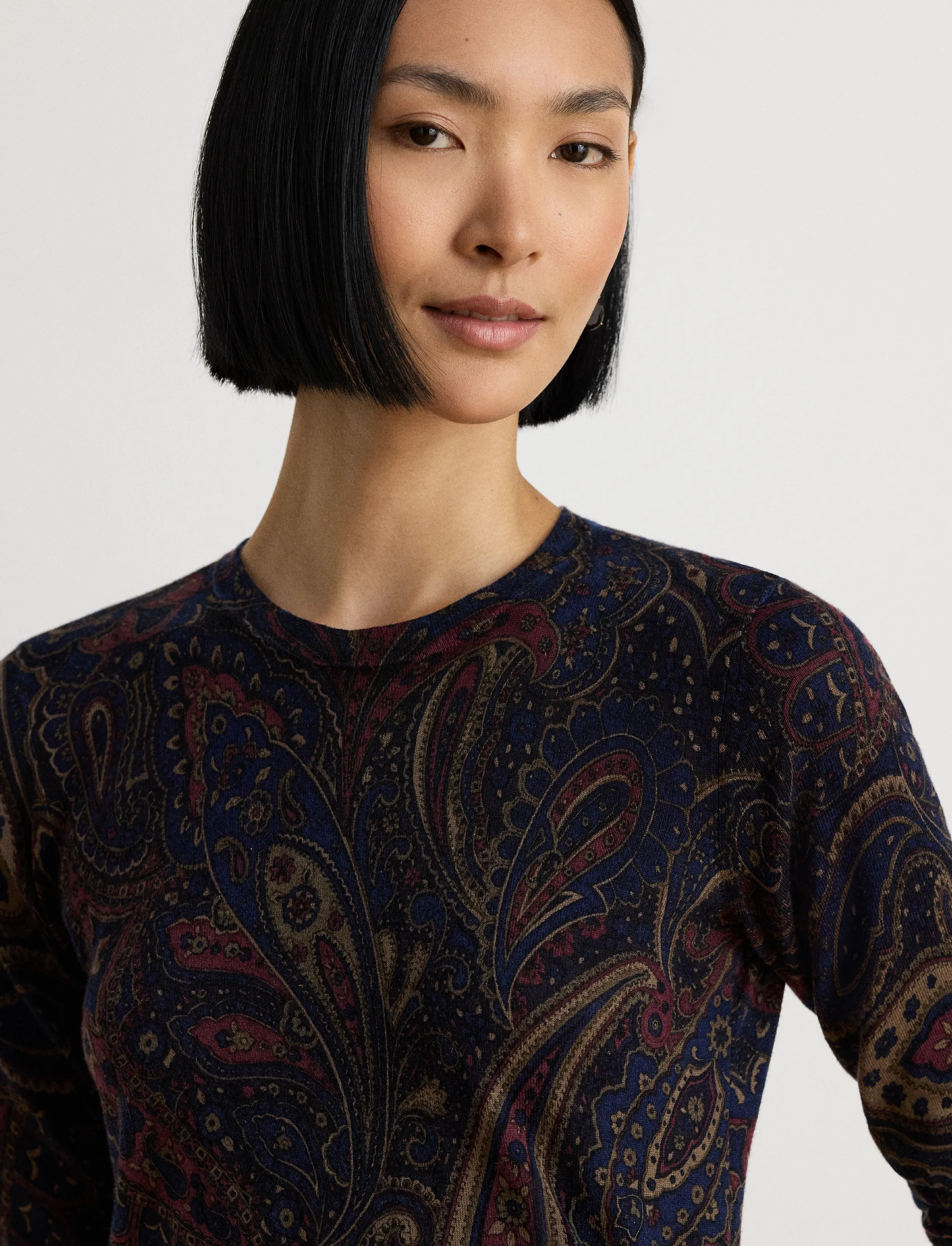 Lauren Ralph Lauren - Paisley Cotton-Modal Sweater - striktrøjer - navy multi - 3