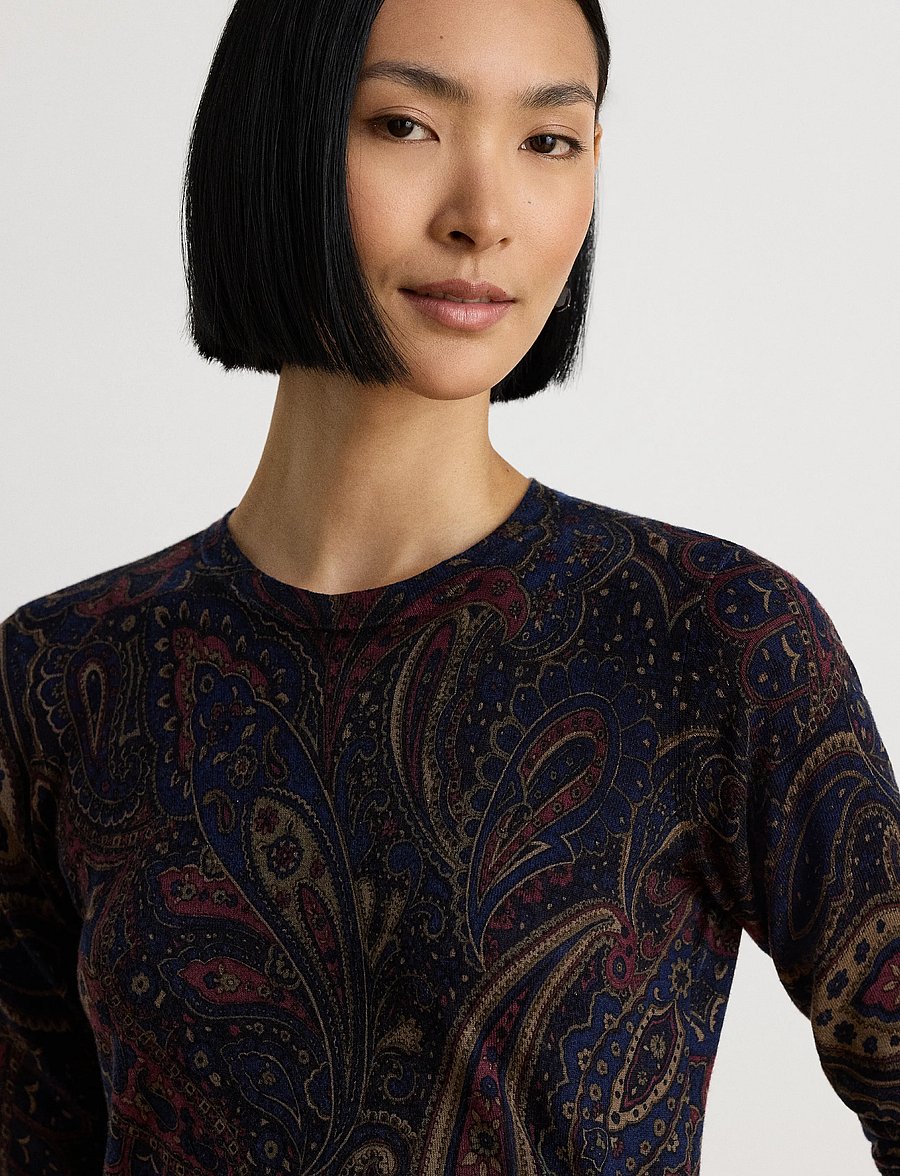 Lauren Ralph Lauren - Paisley Cotton-Modal Sweater - pullover - navy multi - 3