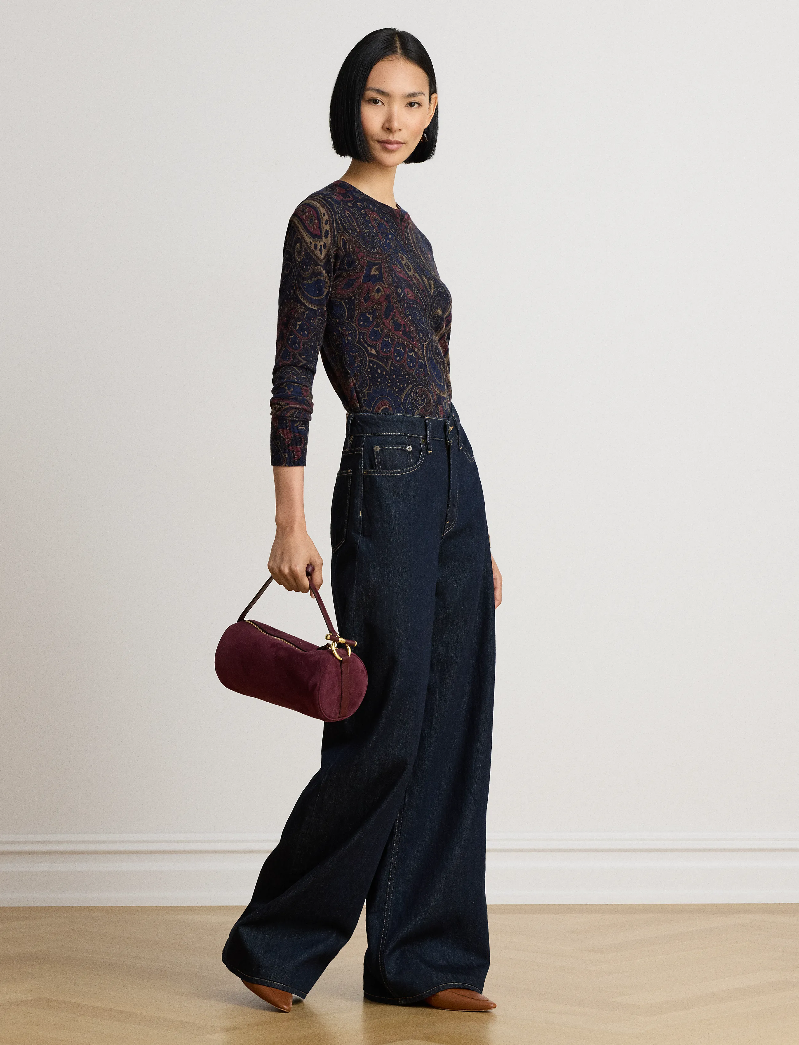 Lauren Ralph Lauren - Paisley Cotton-Modal Sweater - striktrøjer - navy multi - 4