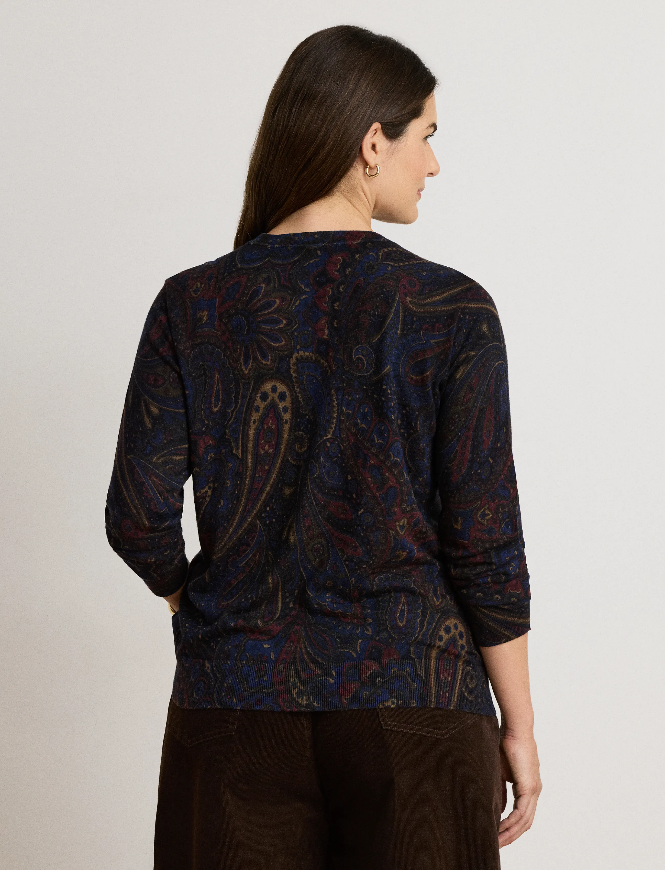 Lauren Ralph Lauren - Paisley Cotton-Modal Sweater - striktrøjer - navy multi - 5