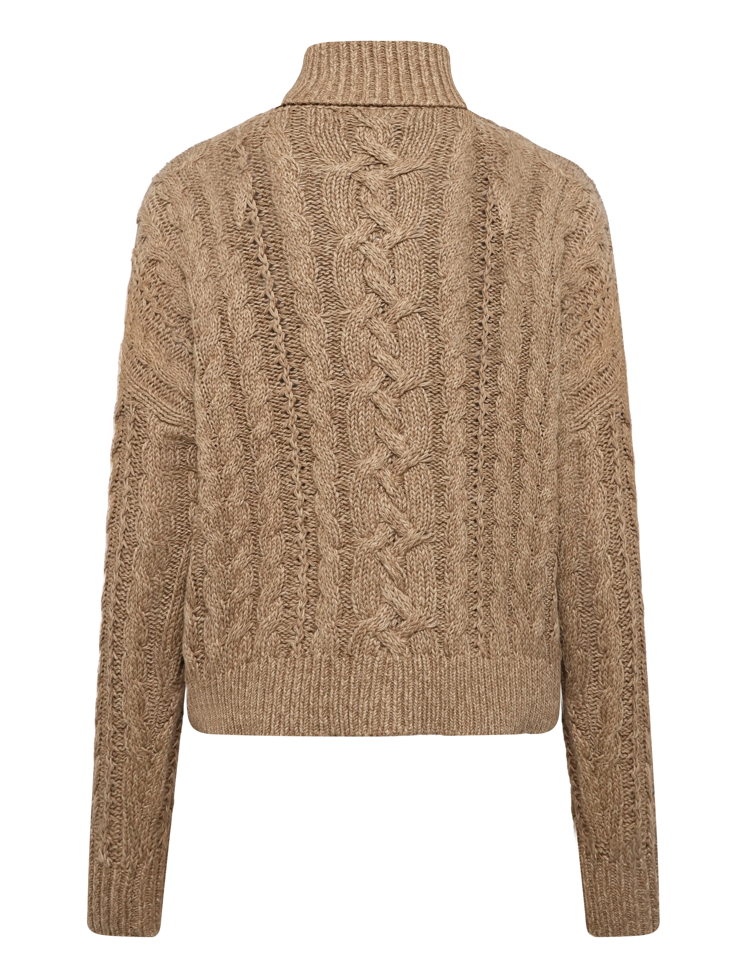 Lauren Ralph Lauren - Marled Cable-Knit Turtleneck Sweater - pullover - camel marl - 2