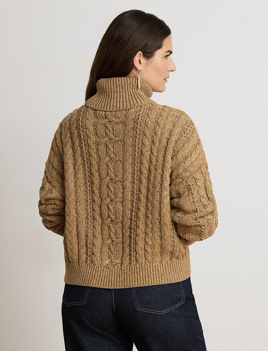 Lauren Ralph Lauren - Marled Cable-Knit Turtleneck Sweater - pullover - camel marl - 3