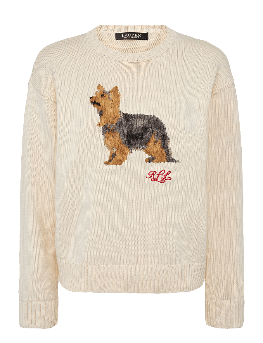 Lauren Ralph Lauren - Tröja m intarsiastickad Yorkshireterrier - stickade tröjor - mascarpone cream - 2