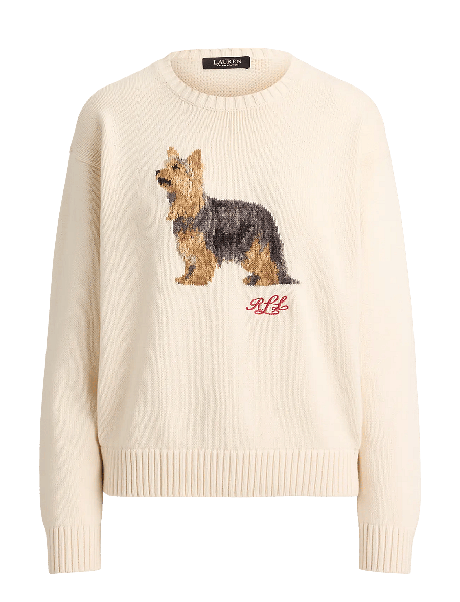 Lauren Ralph Lauren - Intarsia-Knit Yorkshire Terrier Sweater - mascarpone cream - 1