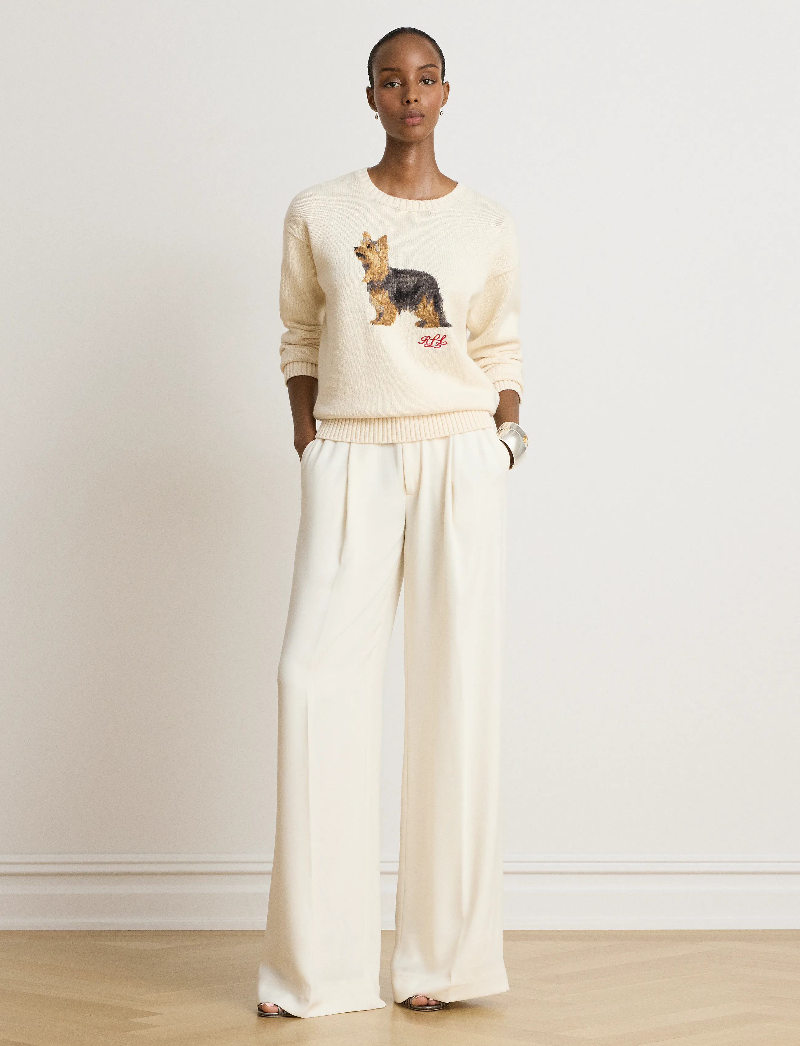 Lauren Ralph Lauren - Intarsia-Knit Yorkshire Terrier Sweater - mascarpone cream - 5