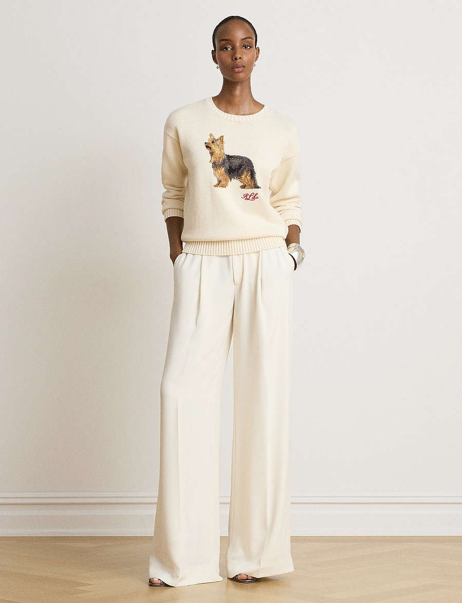 Lauren Ralph Lauren - Intarsia-Knit Yorkshire Terrier Sweater - mascarpone cream - 5