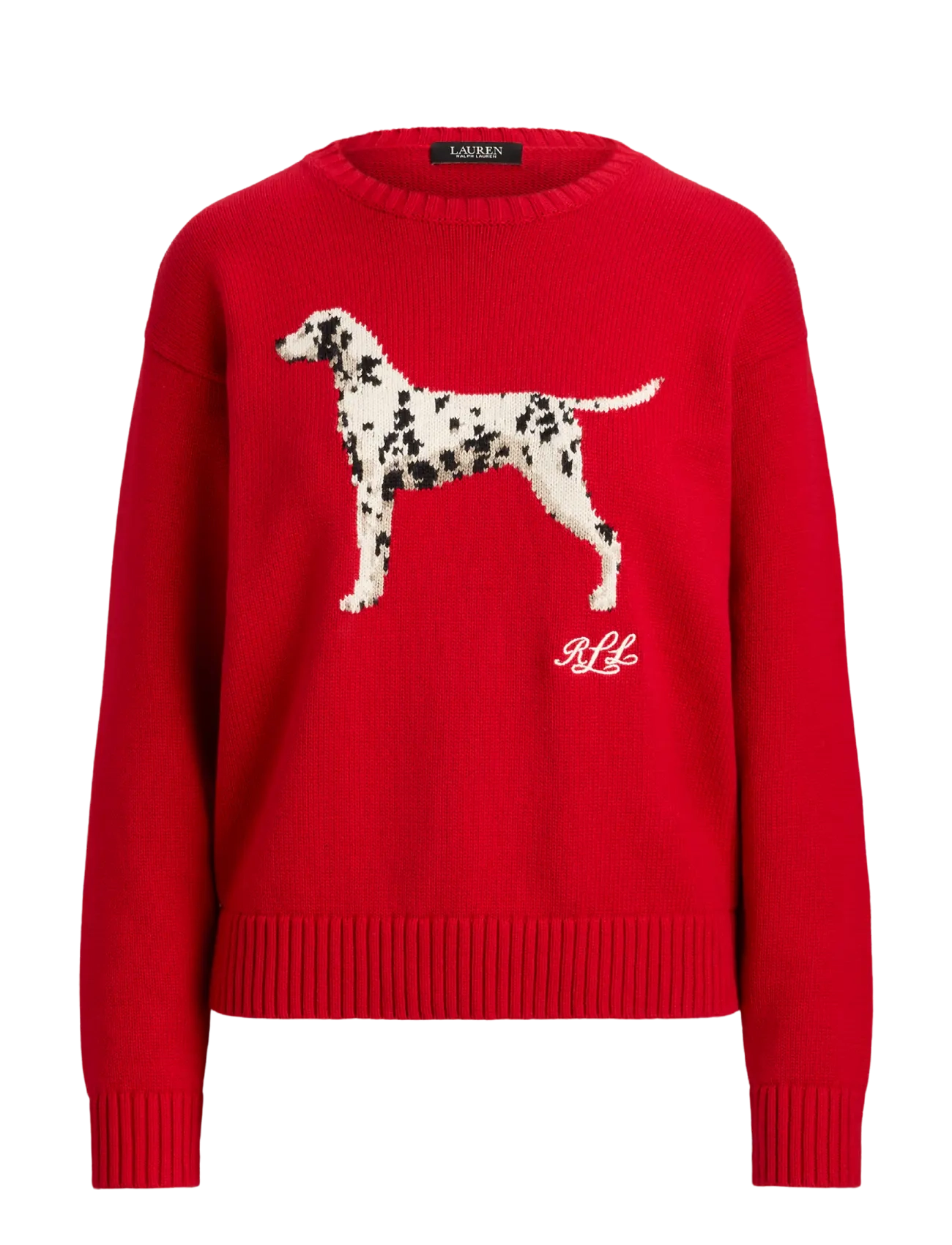Lauren Ralph Lauren - Intarsia-Knit Dalmatian Cotton Sweater - stickade tröjor - ralph red multi - 1