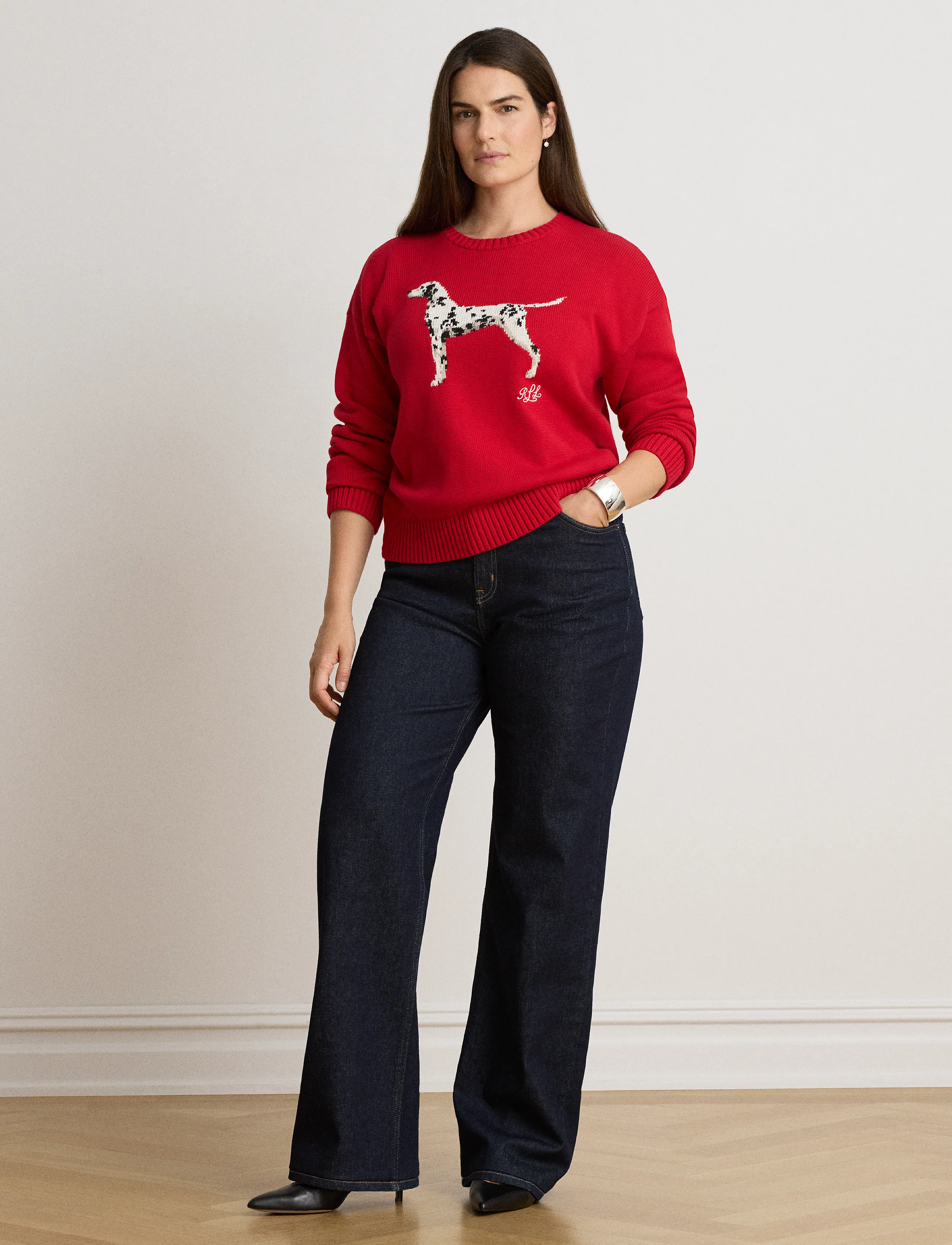 Lauren Ralph Lauren - Intarsia-Knit Dalmatian Cotton Sweater - stickade tröjor - ralph red multi - 3