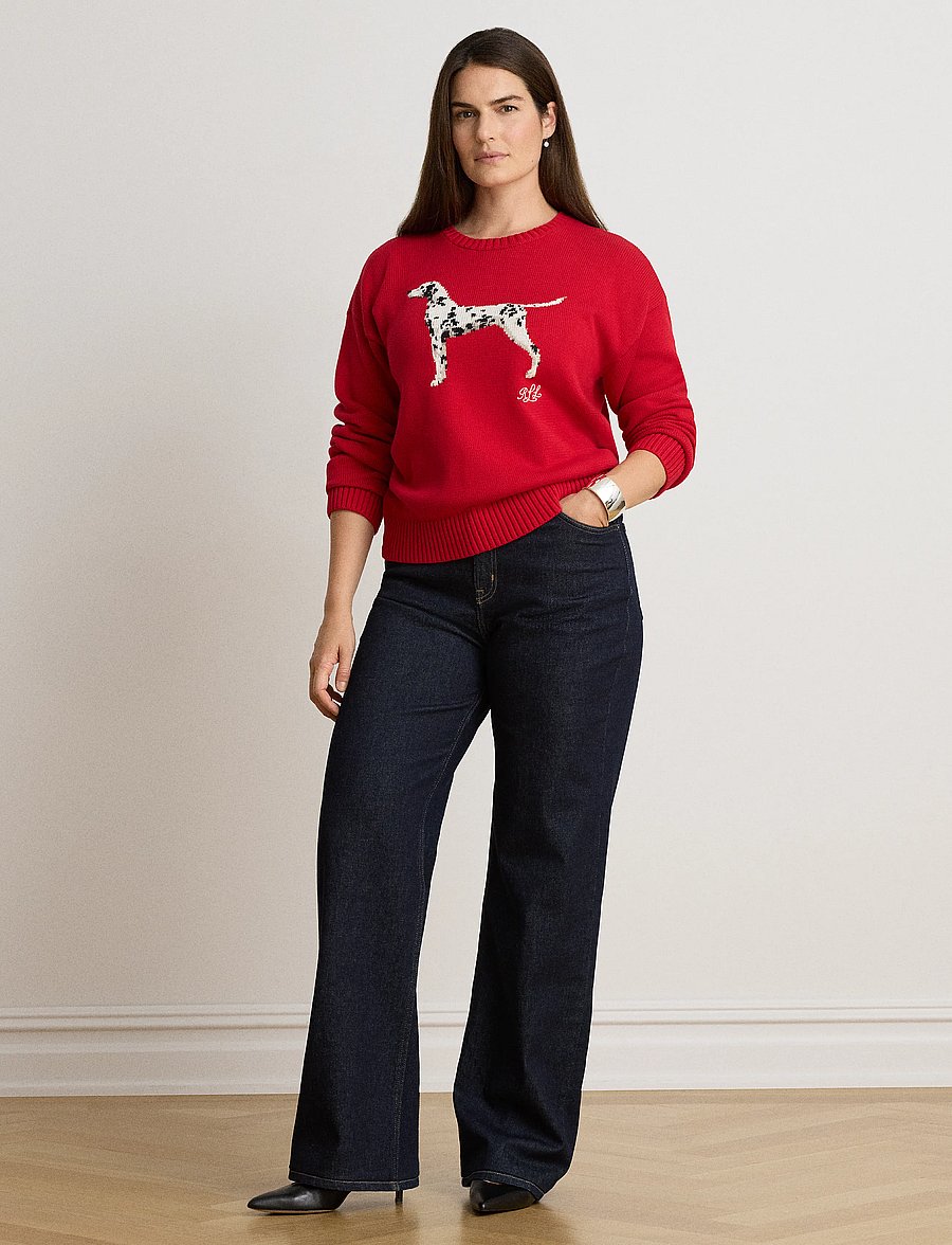 Lauren Ralph Lauren - Intarsia-Knit Dalmatian Cotton Sweater - stickade tröjor - ralph red multi - 3