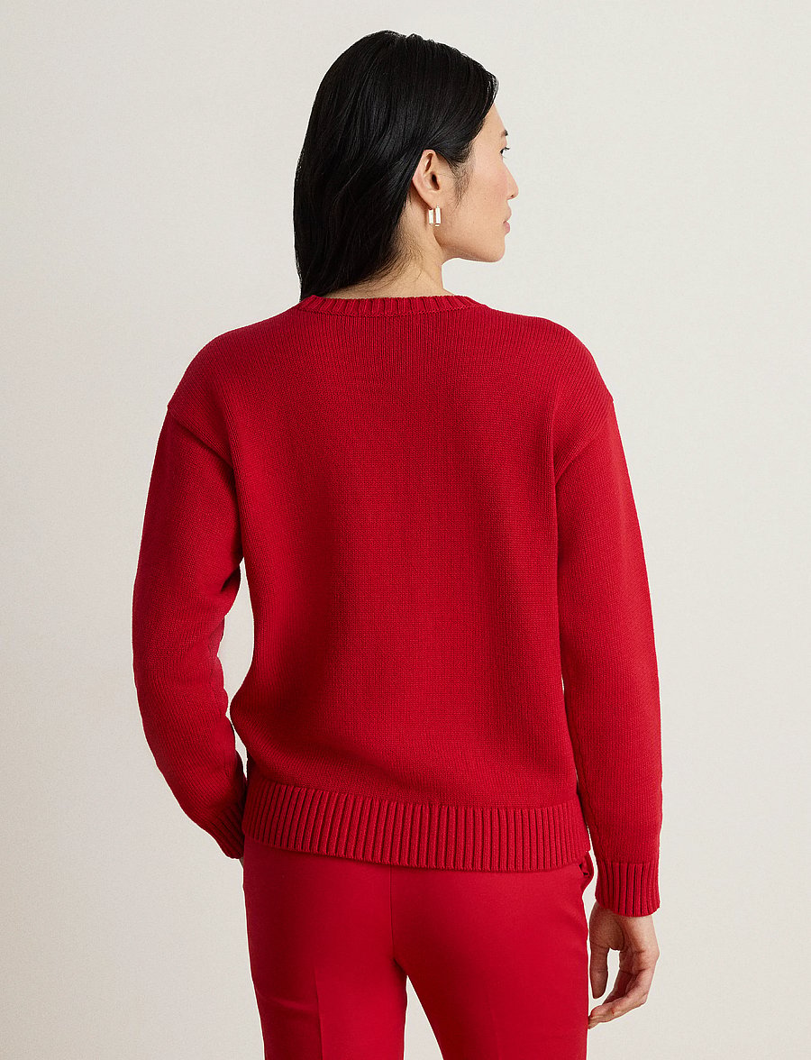 Lauren Ralph Lauren - Intarsia-Knit Dalmatian Cotton Sweater - stickade tröjor - ralph red multi - 5