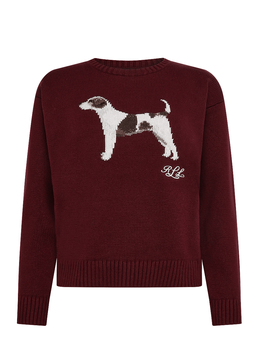 Lauren Ralph Lauren - Intarsia-Knit Cotton Sweater - pullover - dark garnet multi - 1