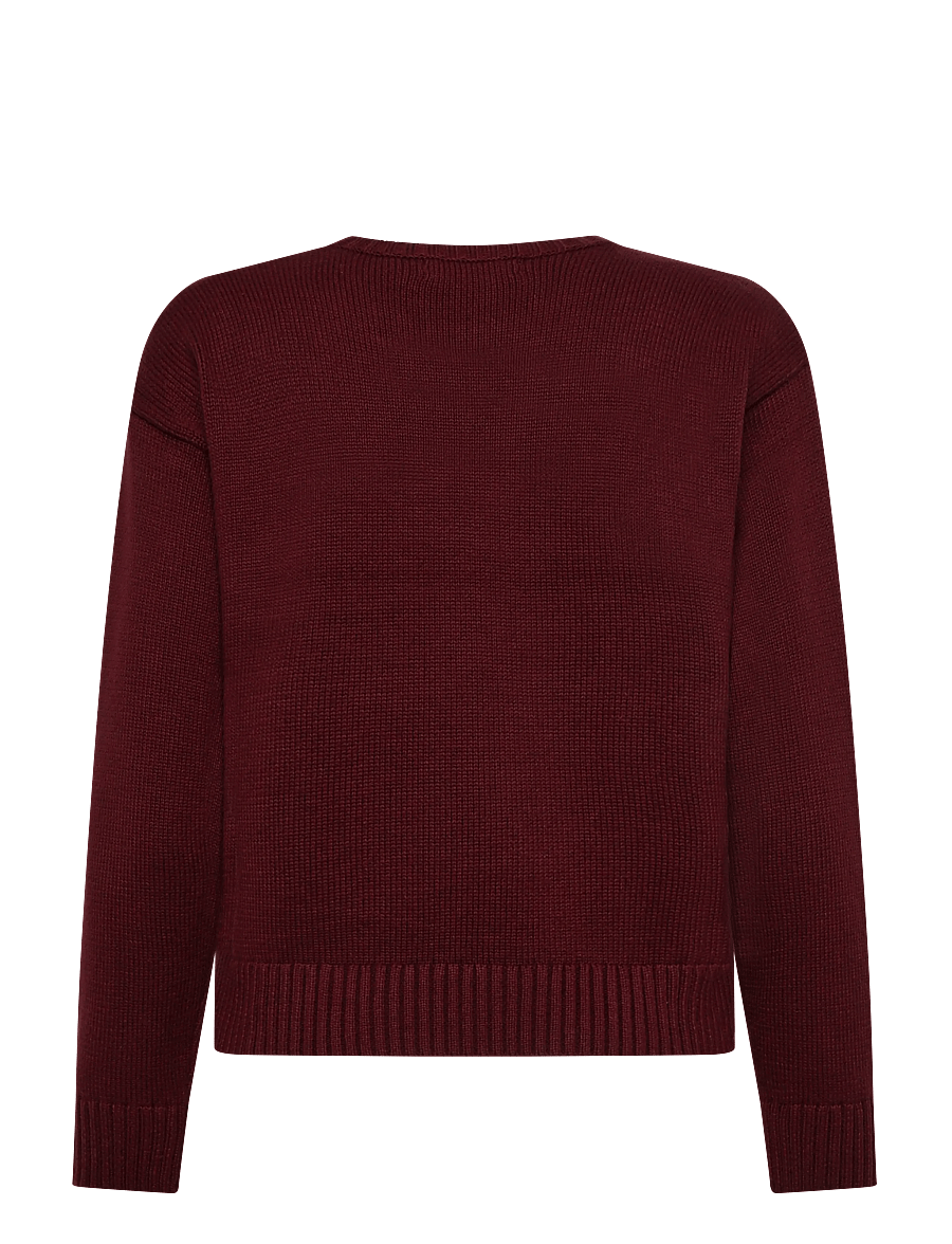 Lauren Ralph Lauren - Intarsia-Knit Cotton Sweater - pullover - dark garnet multi - 2