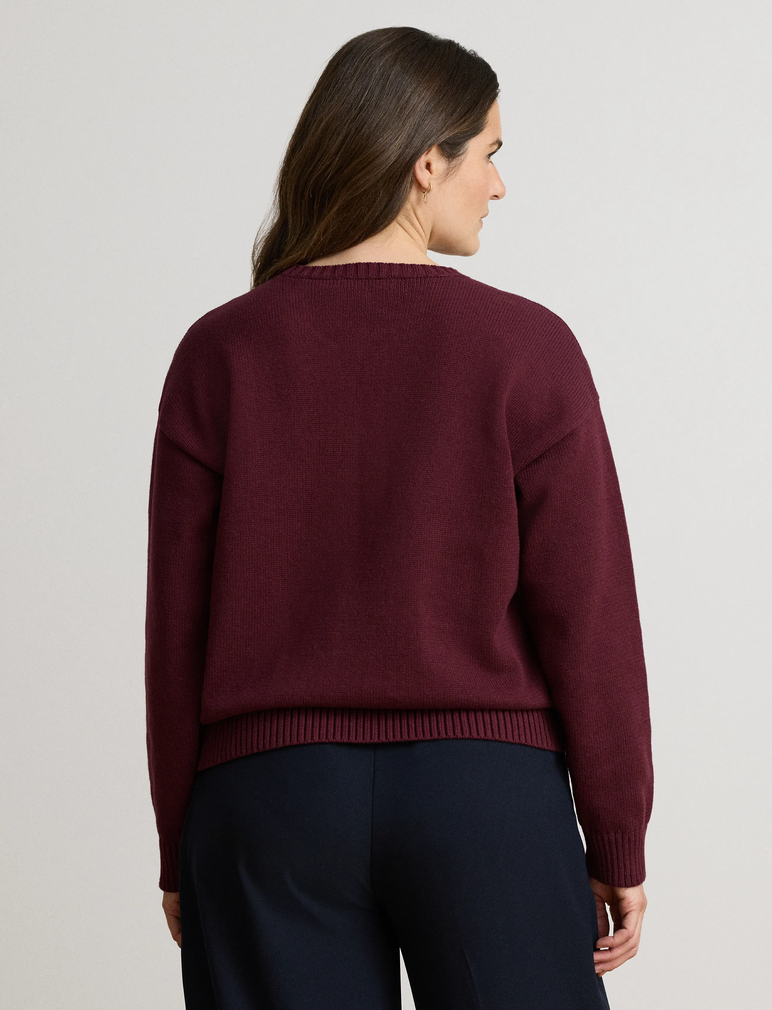 Lauren Ralph Lauren - Intarsia-Knit Cotton Sweater - pullover - dark garnet multi - 3