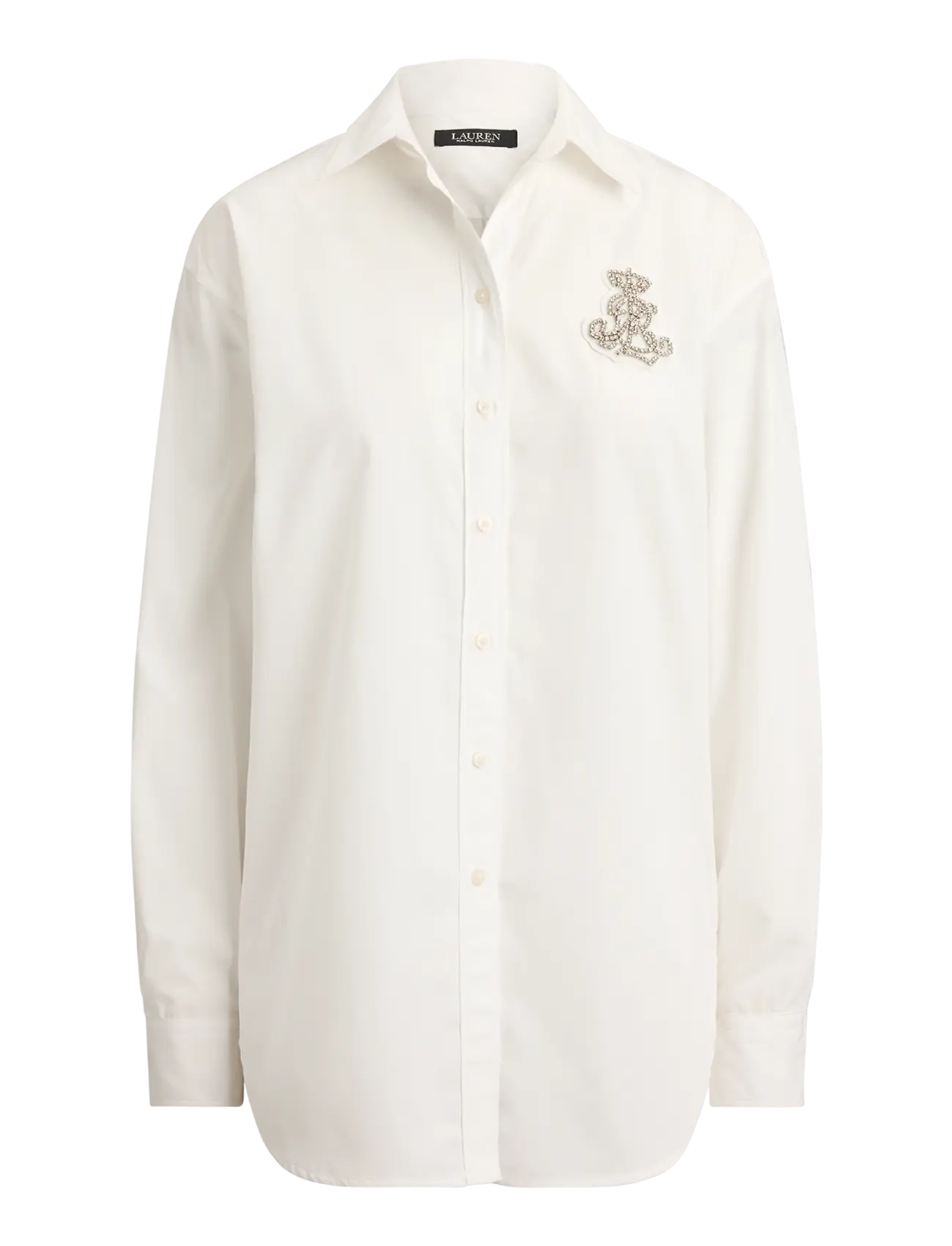 Lauren Ralph Lauren - Relaxed Fit Rhinestone-Bullion Shirt - langærmede skjorter - white - 1