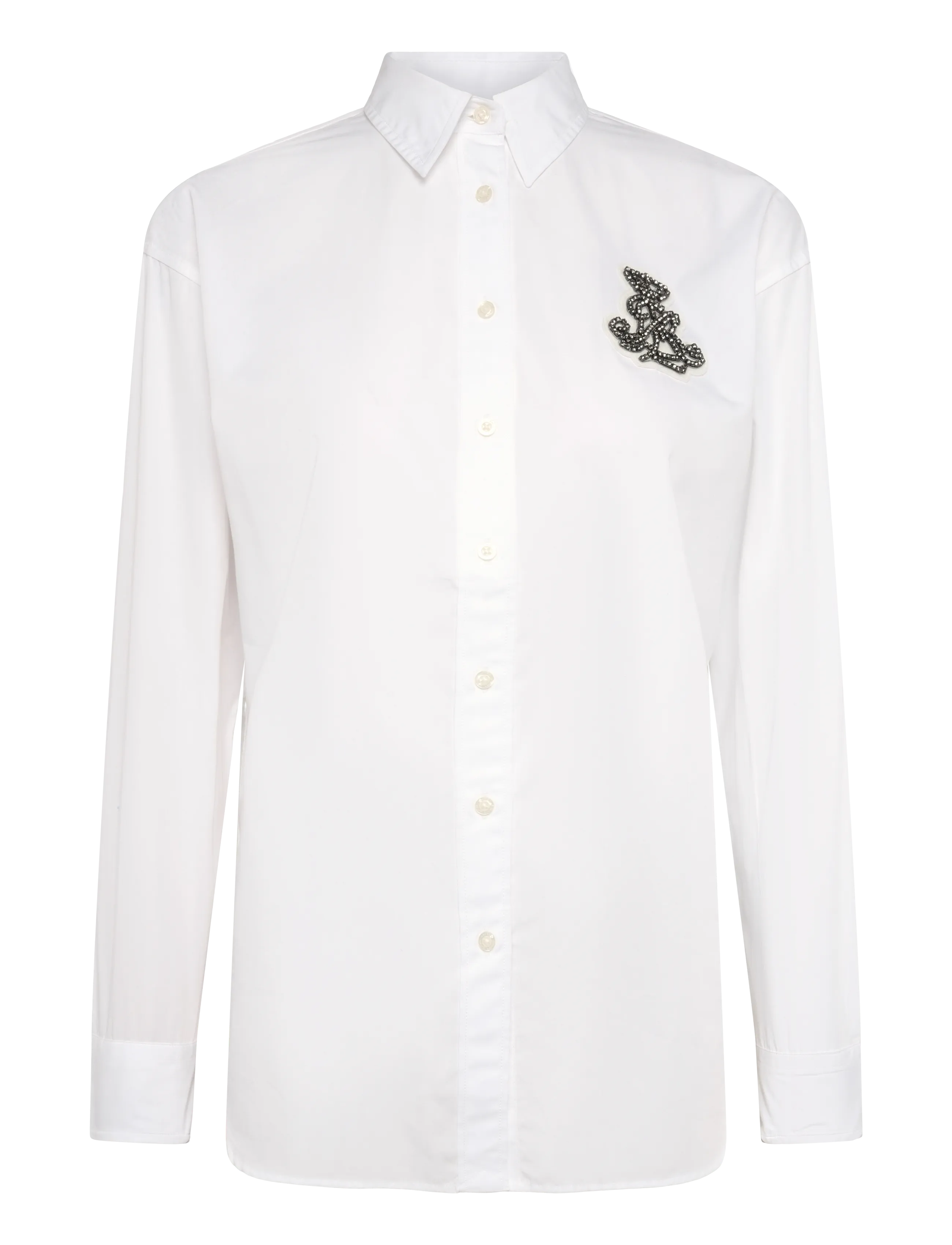Lauren Ralph Lauren Relaxed Fit Rhinestone-Bullion Shirt - Kläder - WHITE / white