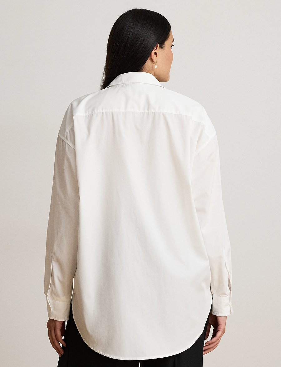 Lauren Ralph Lauren - Relaxed Fit Rhinestone-Bullion Shirt - langärmlige hemden - white - 3