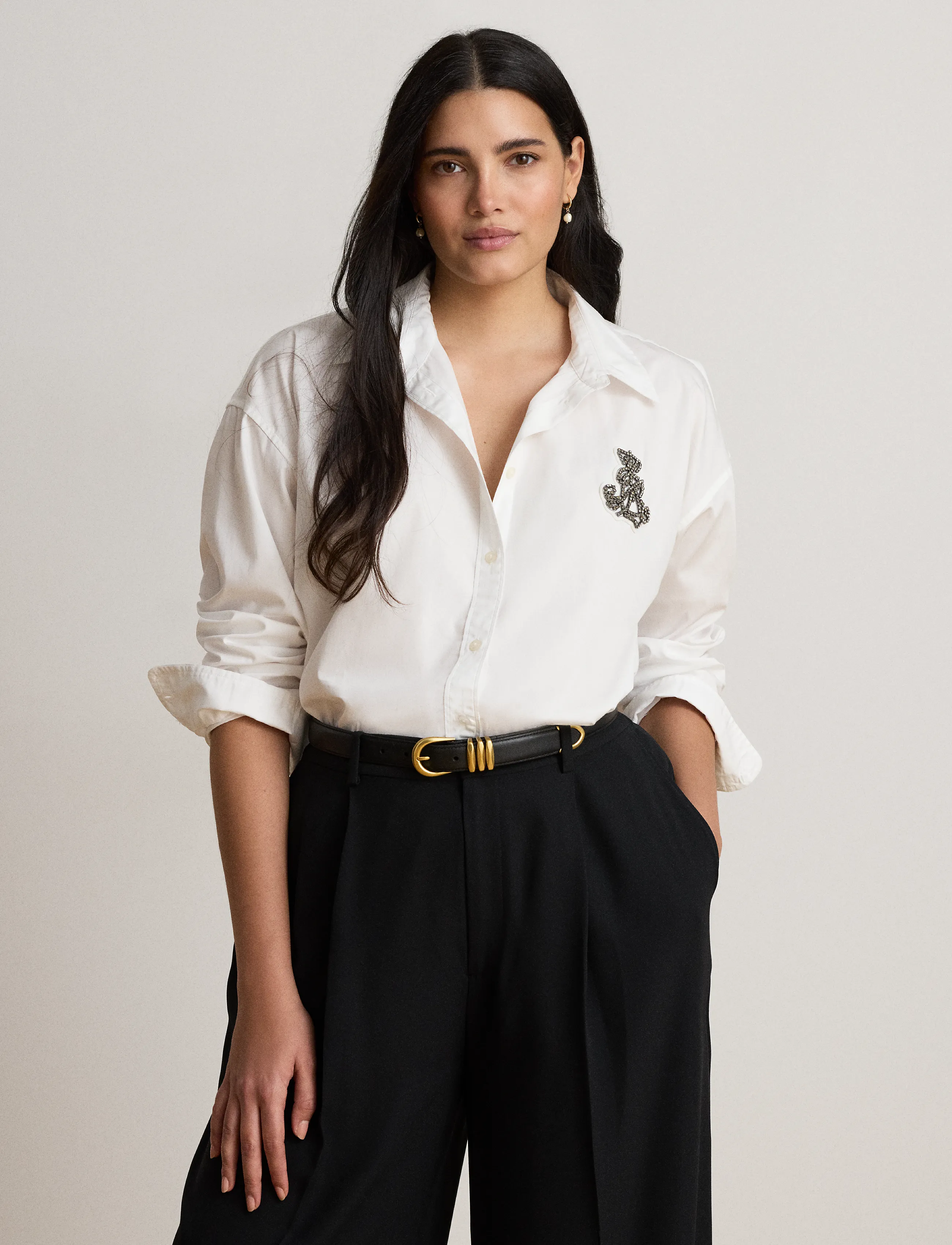 Lauren Ralph Lauren Relaxed Fit Rhinestone-Bullion Shirt skjortor dam – bild 5