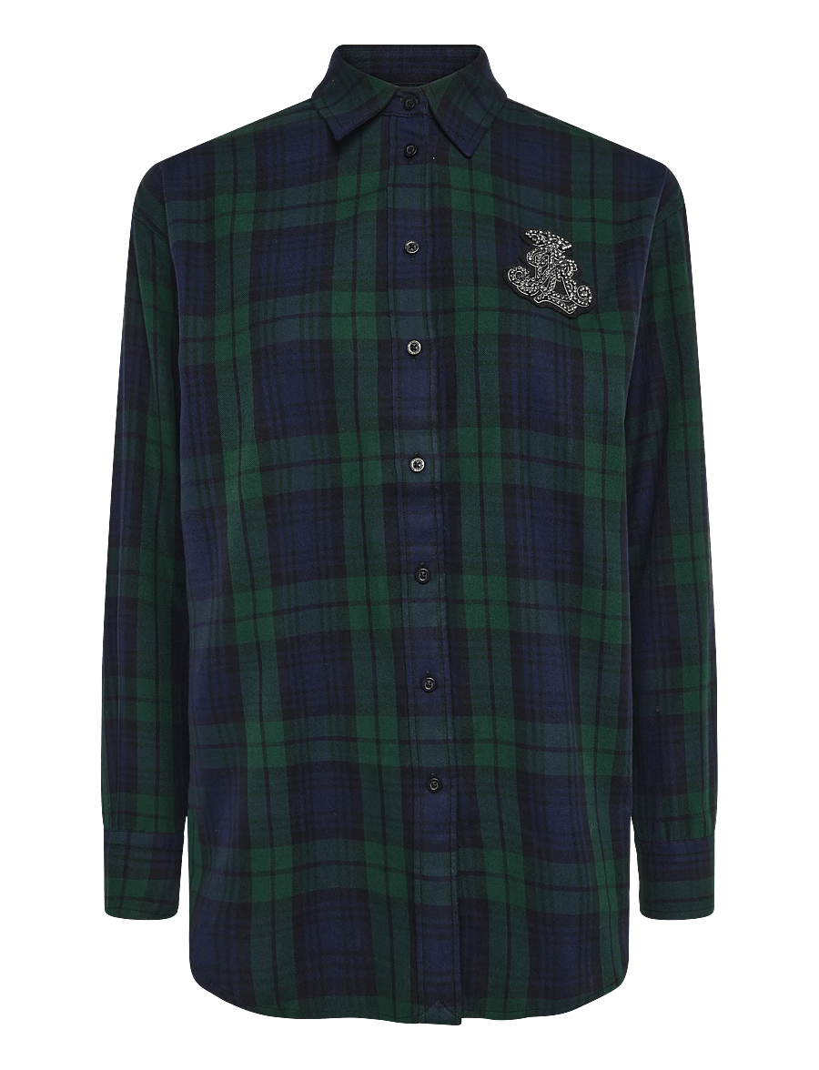 Lauren Ralph Lauren - Relaxed Fit Bullion Black Watch Shirt - langermede skjorter - black/green multi - 1