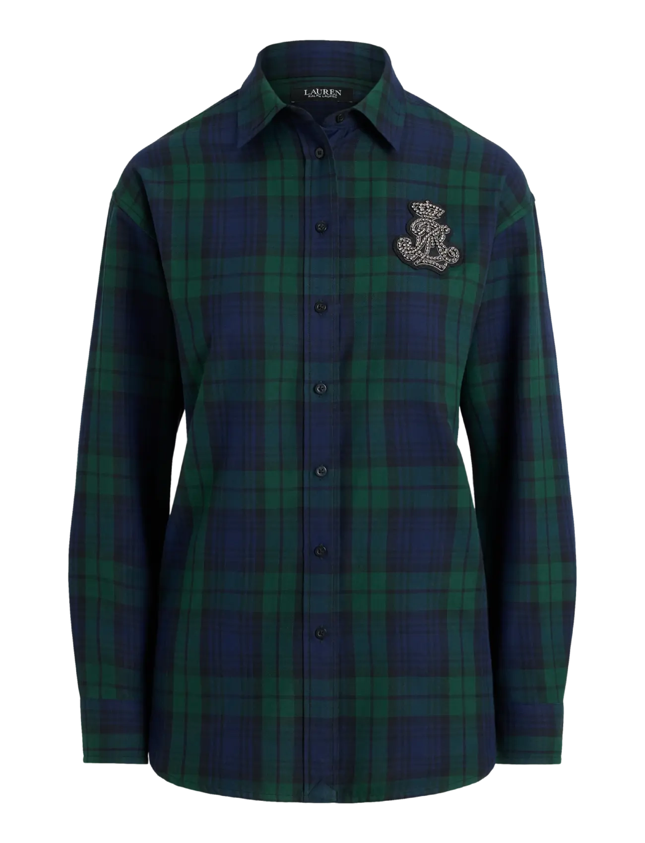 Lauren Ralph Lauren - Relaxed Fit Bullion Black Watch Shirt - langærmede skjorter - black/green multi - 1
