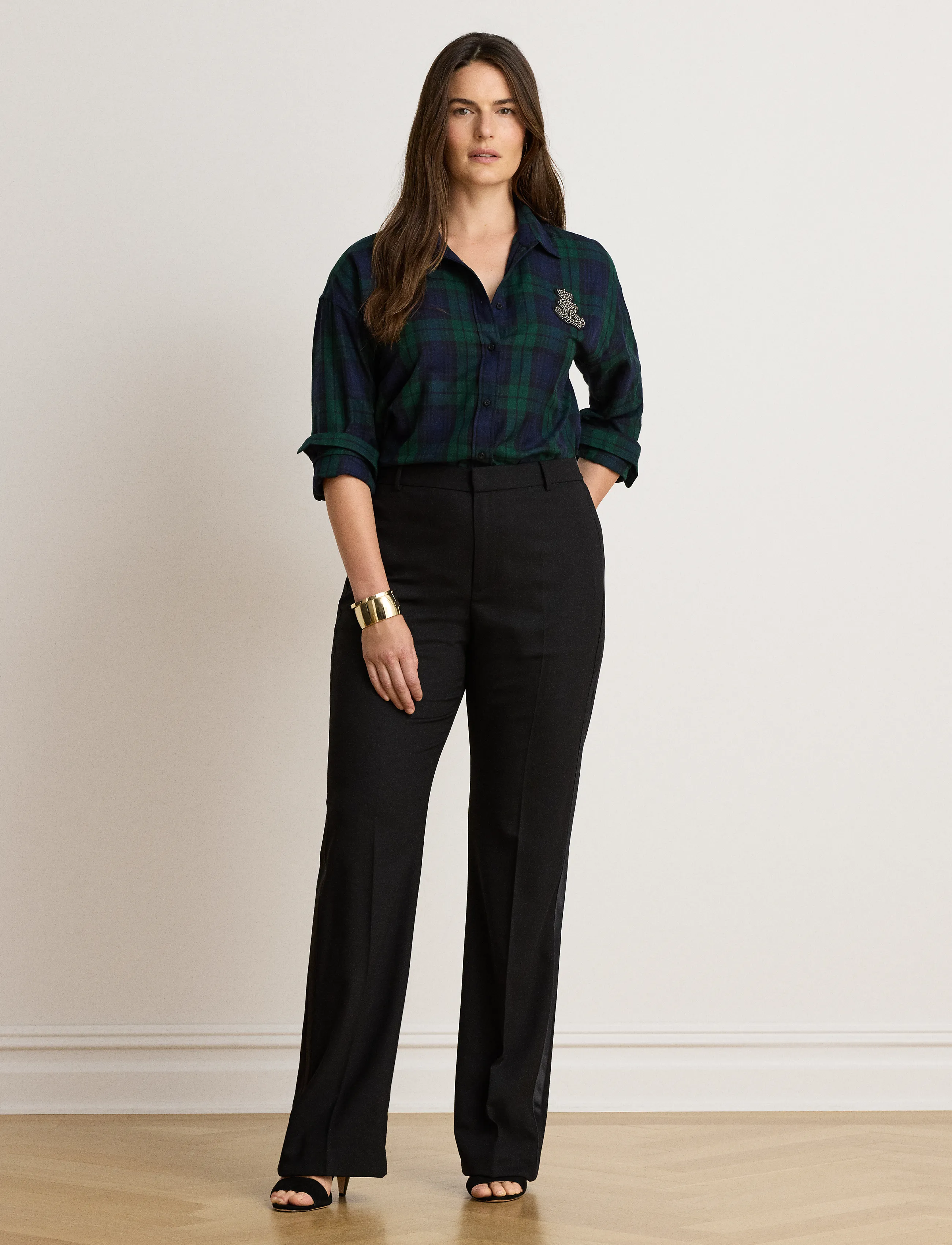 Lauren Ralph Lauren - Relaxed Fit Bullion Black Watch Shirt - langærmede skjorter - black/green multi - 3