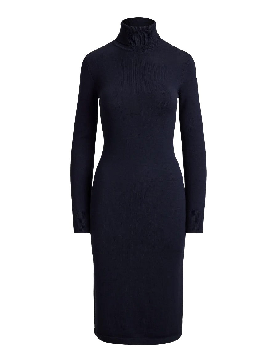 Lauren Ralph Lauren - Wool Turtleneck Sweater Dress - lauren navy - 2