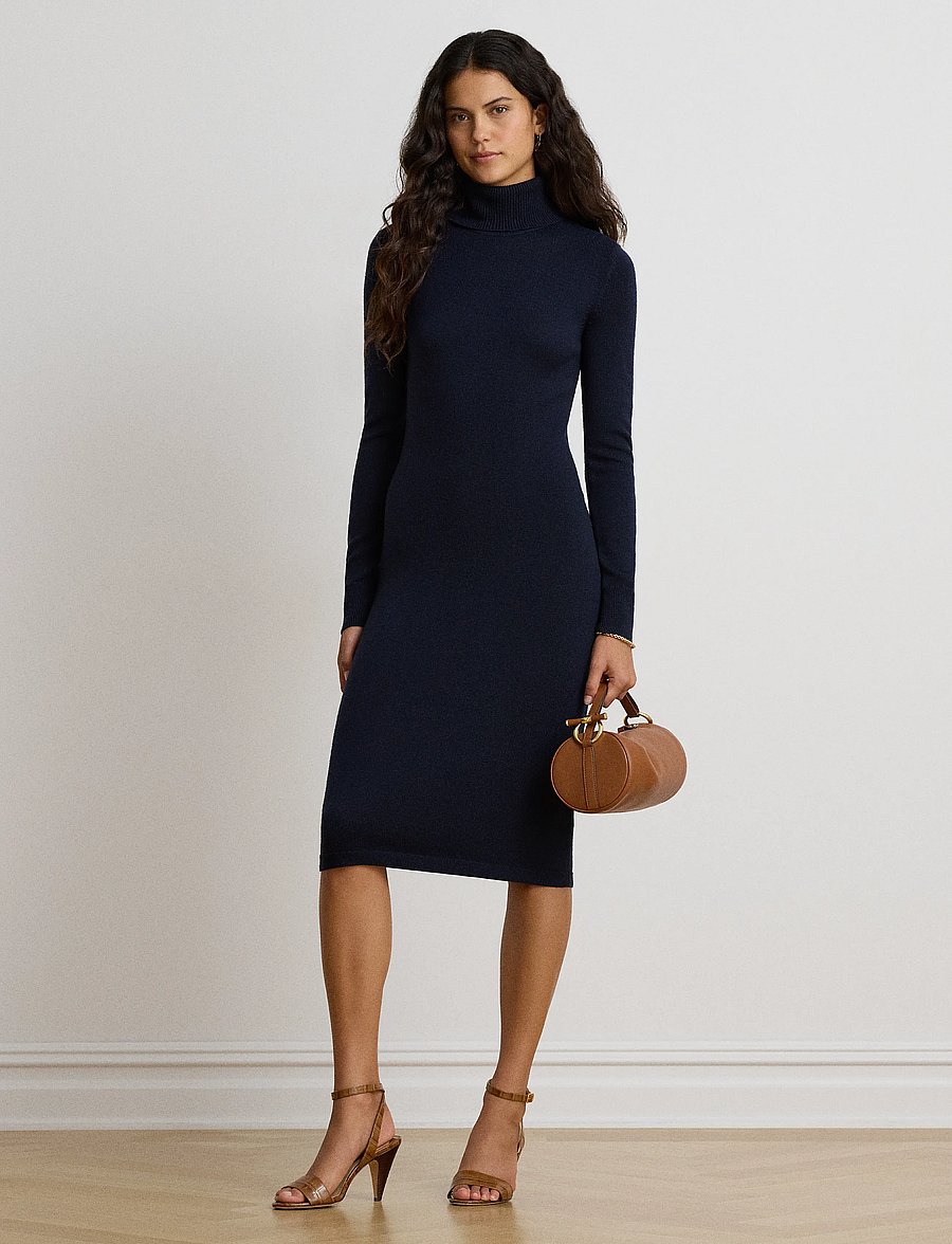 Lauren Ralph Lauren - Wool Turtleneck Sweater Dress - lauren navy - 1