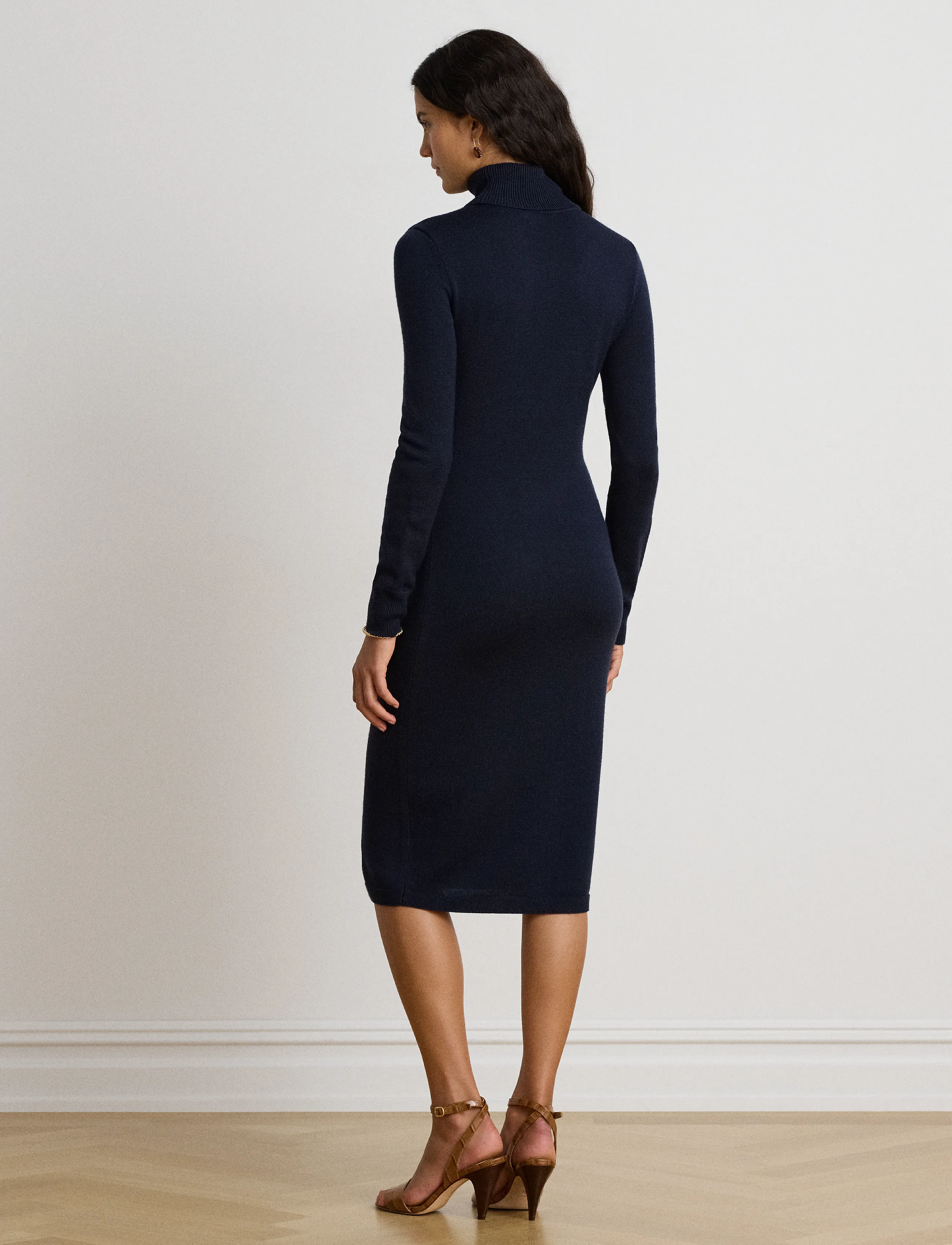 Lauren Ralph Lauren - Wool Turtleneck Sweater Dress - lauren navy - 3