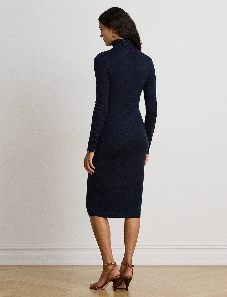 Lauren Ralph Lauren - Wool Turtleneck Sweater Dress - lauren navy - 3