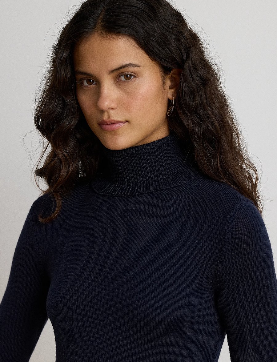 Lauren Ralph Lauren - Wool Turtleneck Sweater Dress - lauren navy - 4