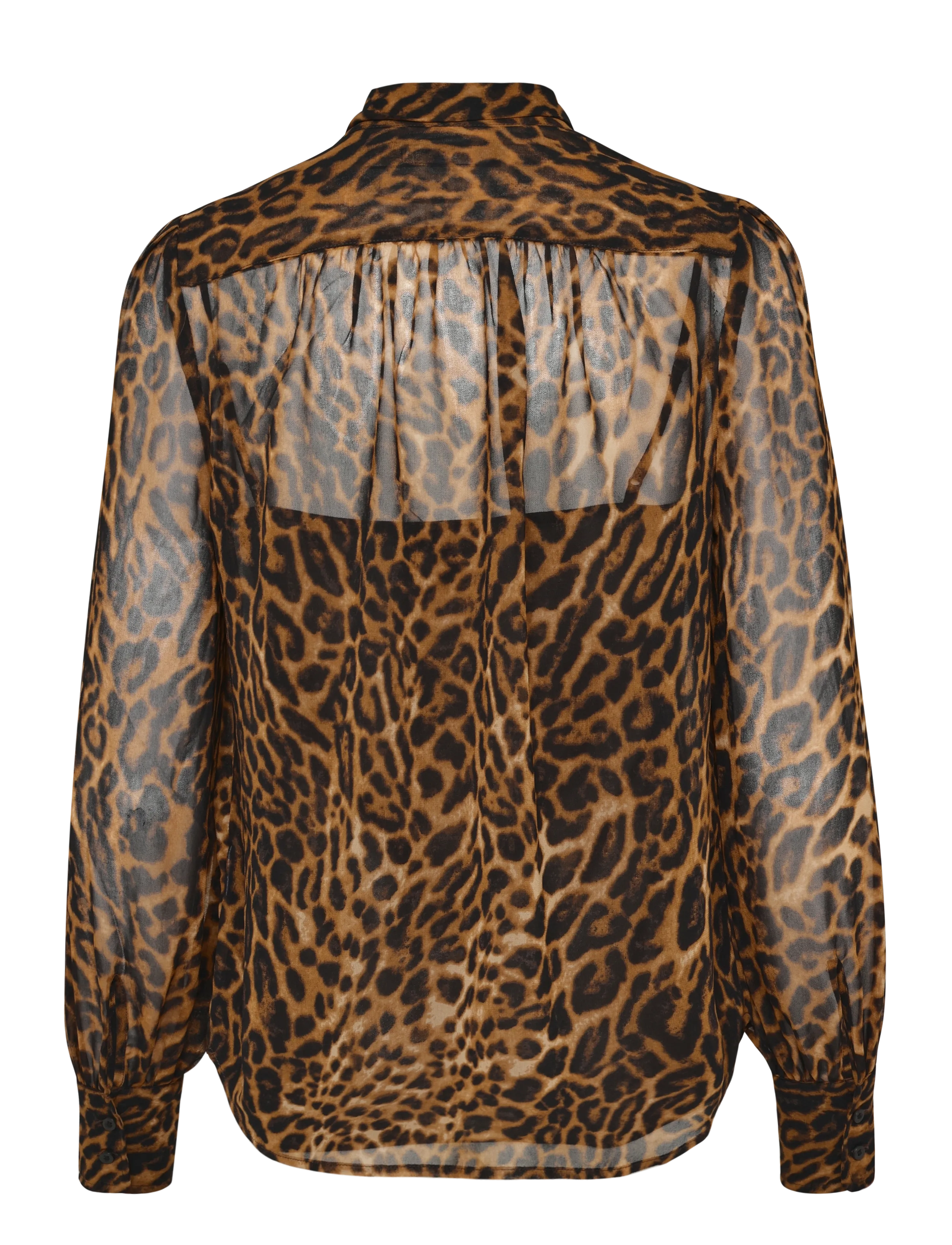 Ocelot-Print Chiffon Tie-Neck Blouse 2
