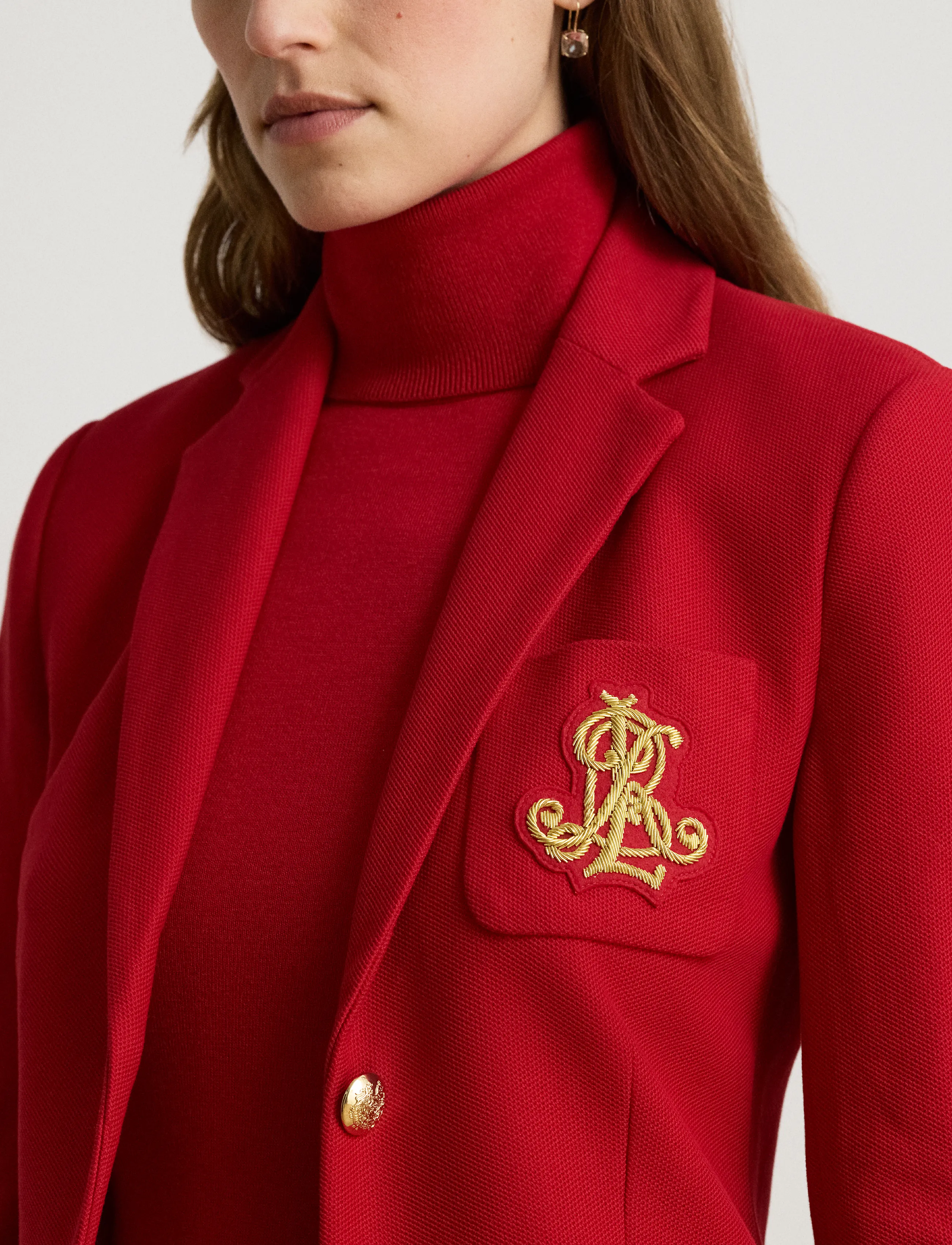 Lauren Ralph Lauren Bullion Stretch-Cotton Piqué Blazer - Lauren Ralph Lauren - RALPH RED / red