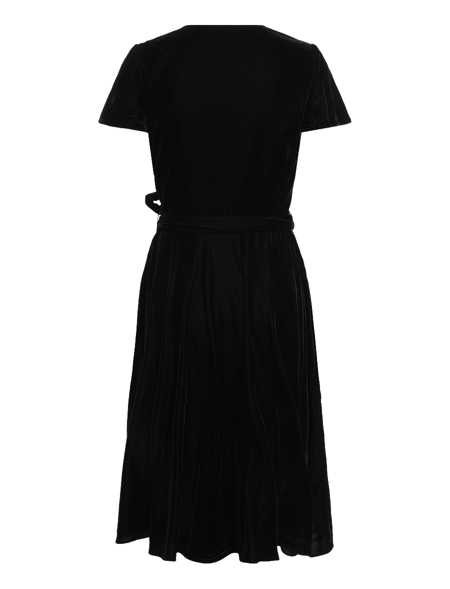Lauren Ralph Lauren - Belted Velvet Surplice Dress - hõlmikkleidid - black velvet - 3
