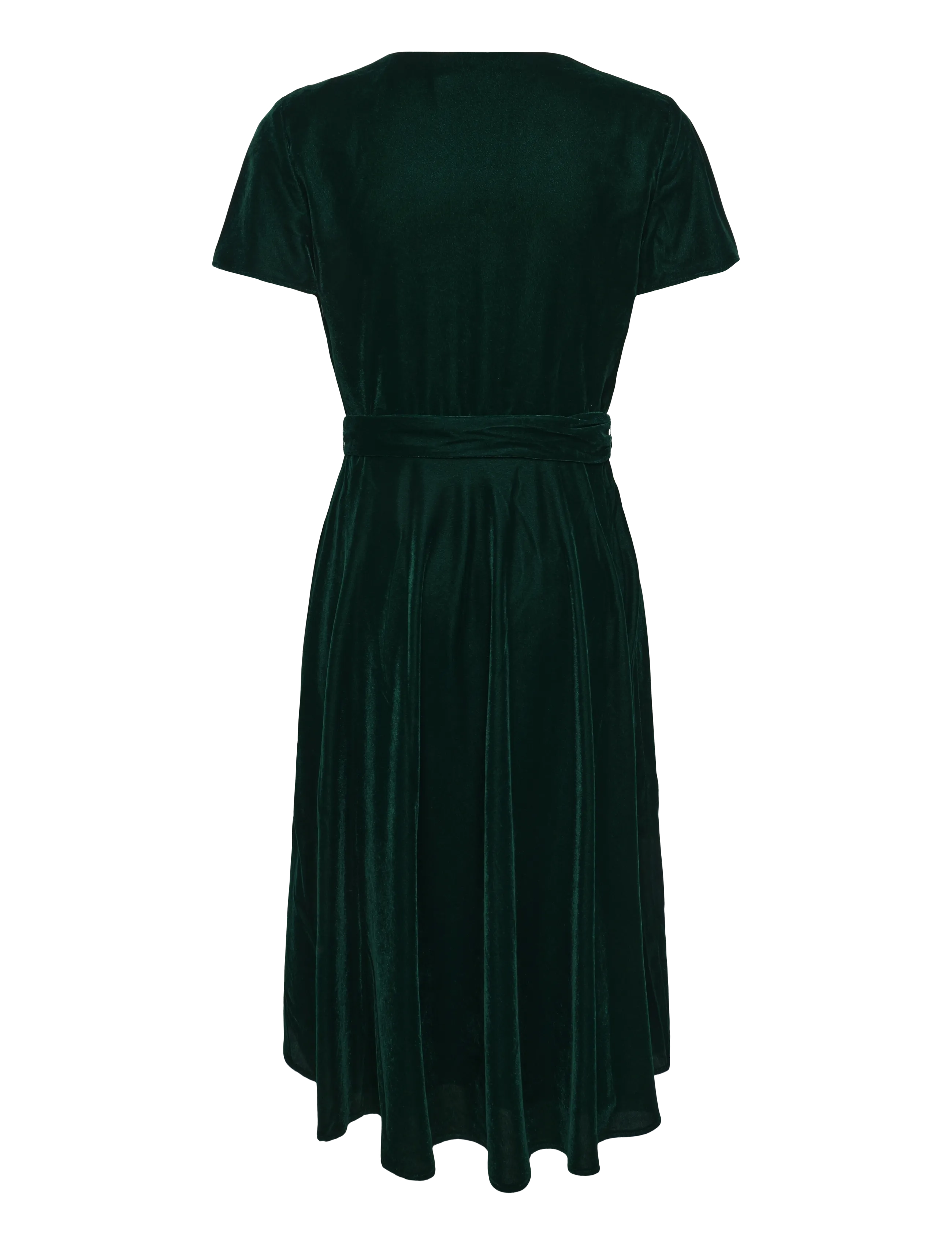 Lauren Ralph Lauren - Belted Velvet Surplice Dress - wrap dresses - dark evergreen vl - 3