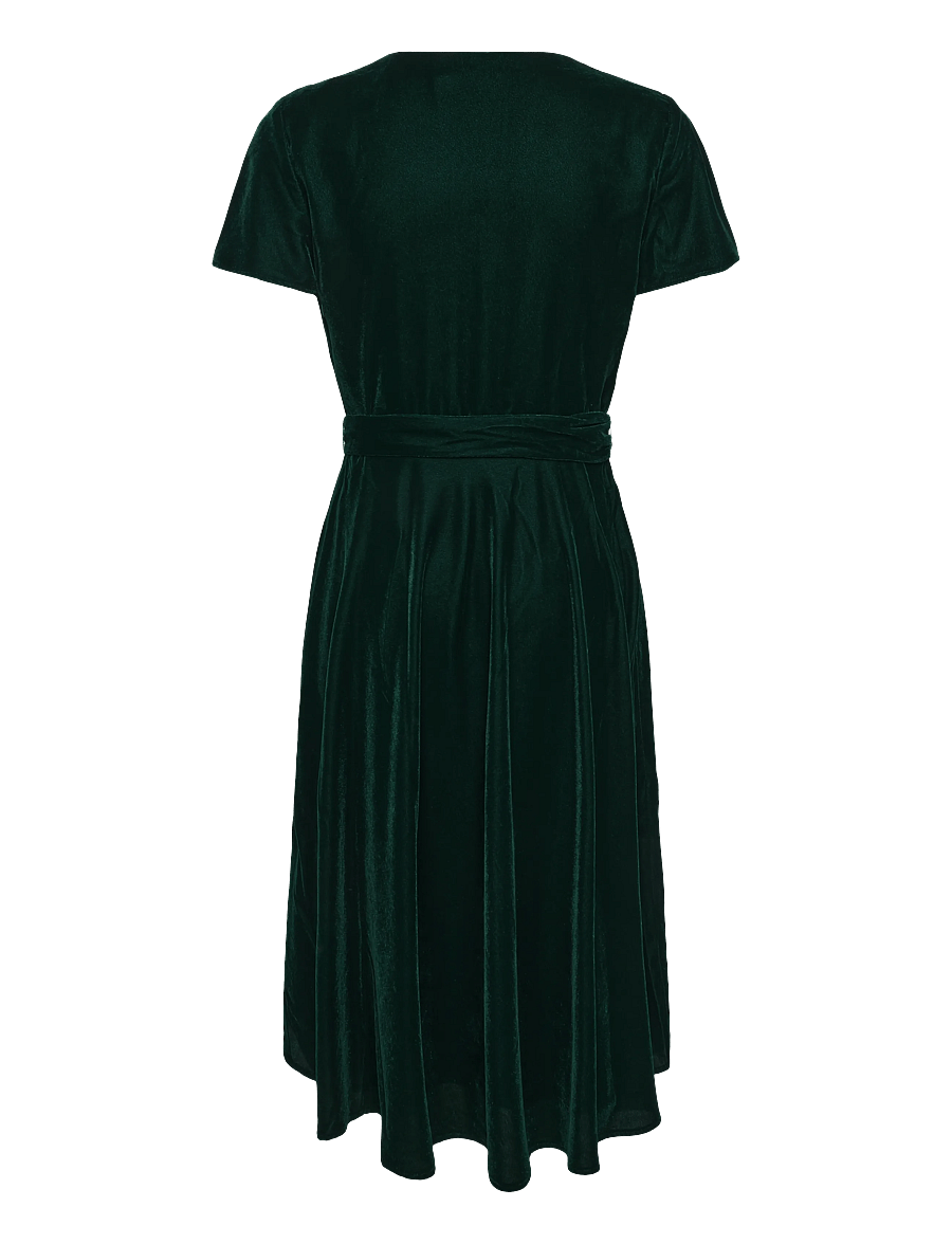 Lauren Ralph Lauren - Belted Velvet Surplice Dress - slå-om-kjoler - dark evergreen vl - 3
