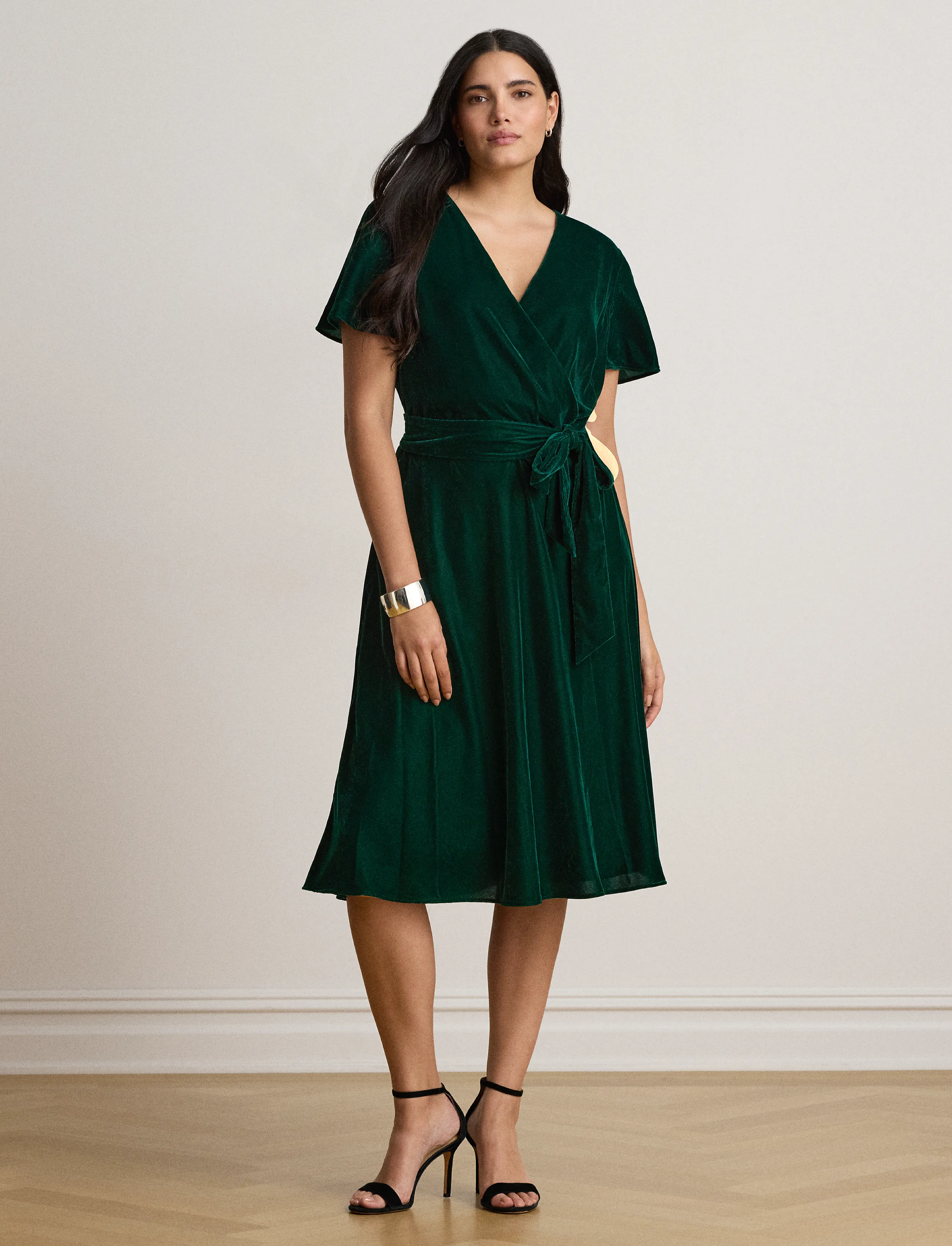 Lauren Ralph Lauren Belted Velvet Surplice Dress klänningar dam – bild 6