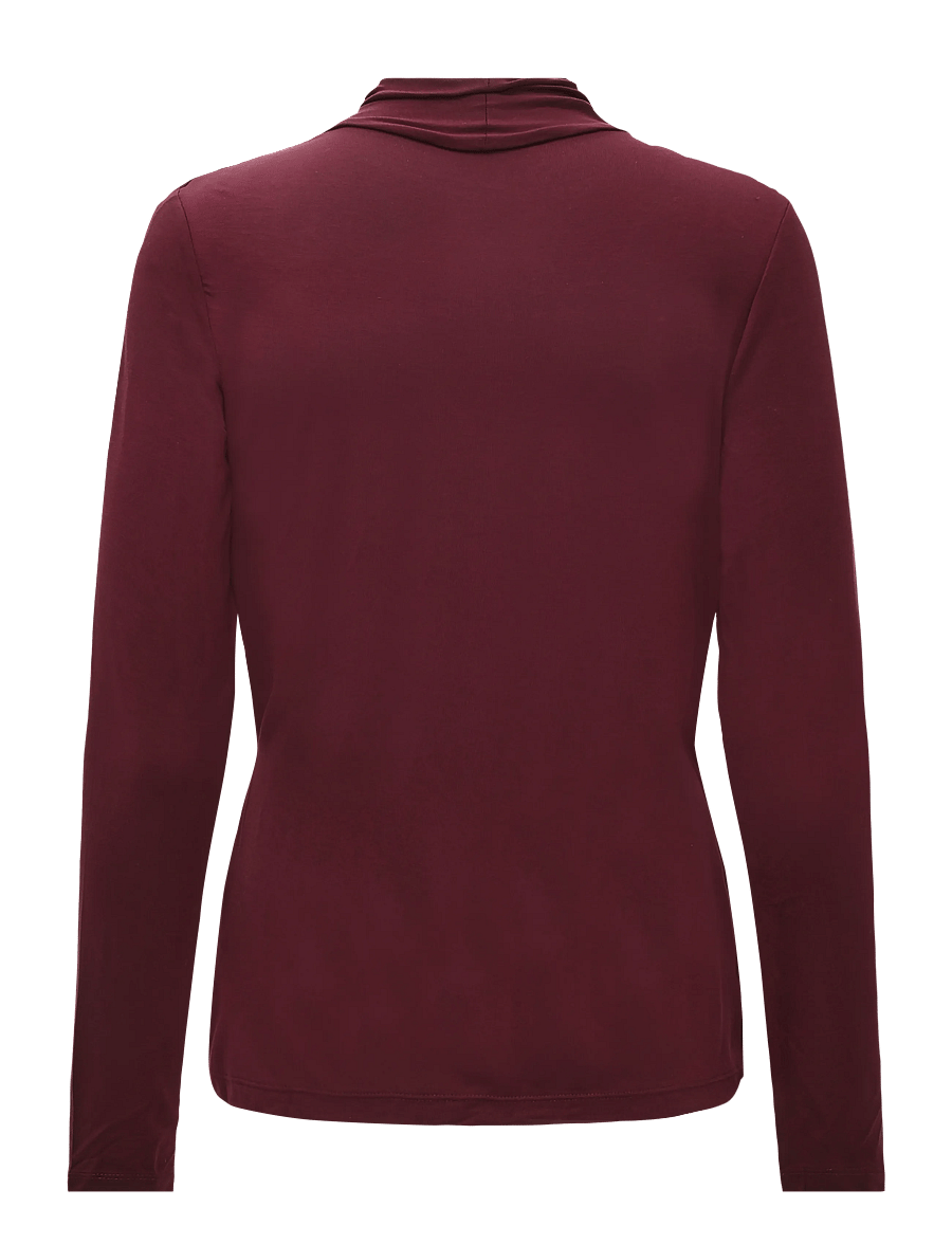 Lauren Ralph Lauren - Stretch Jersey Surplice Top - langärmlige tops - dark garnet - 2