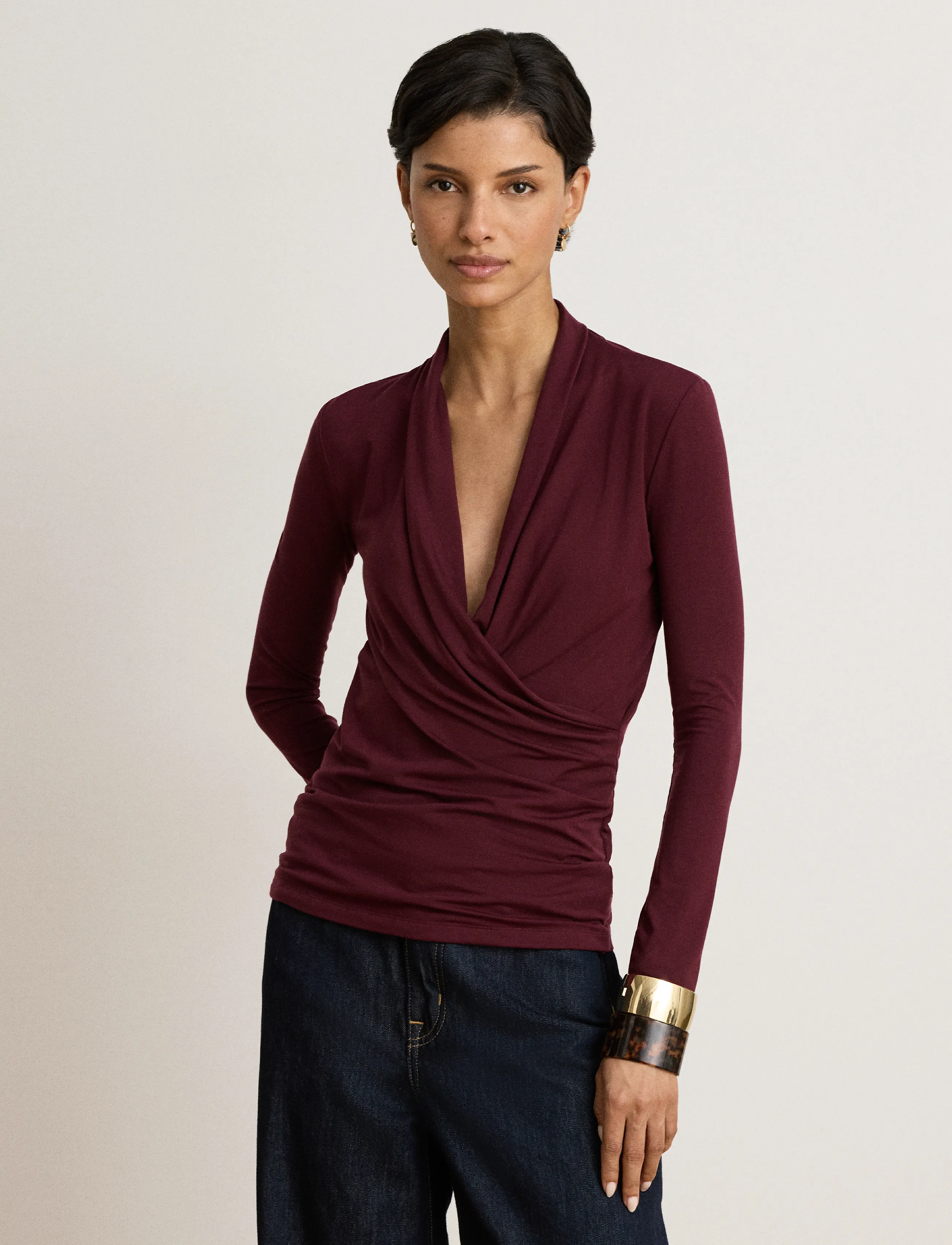 Stretch Jersey Surplice Top