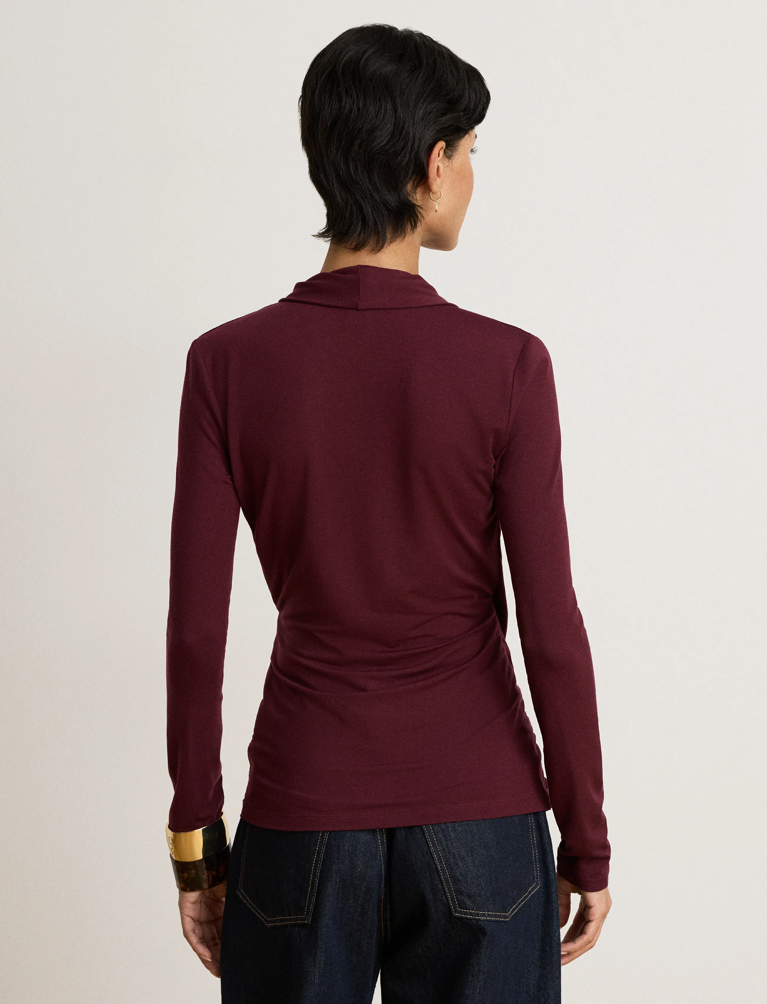 Lauren Ralph Lauren - Stretch Jersey Surplice Top - dark garnet - 3