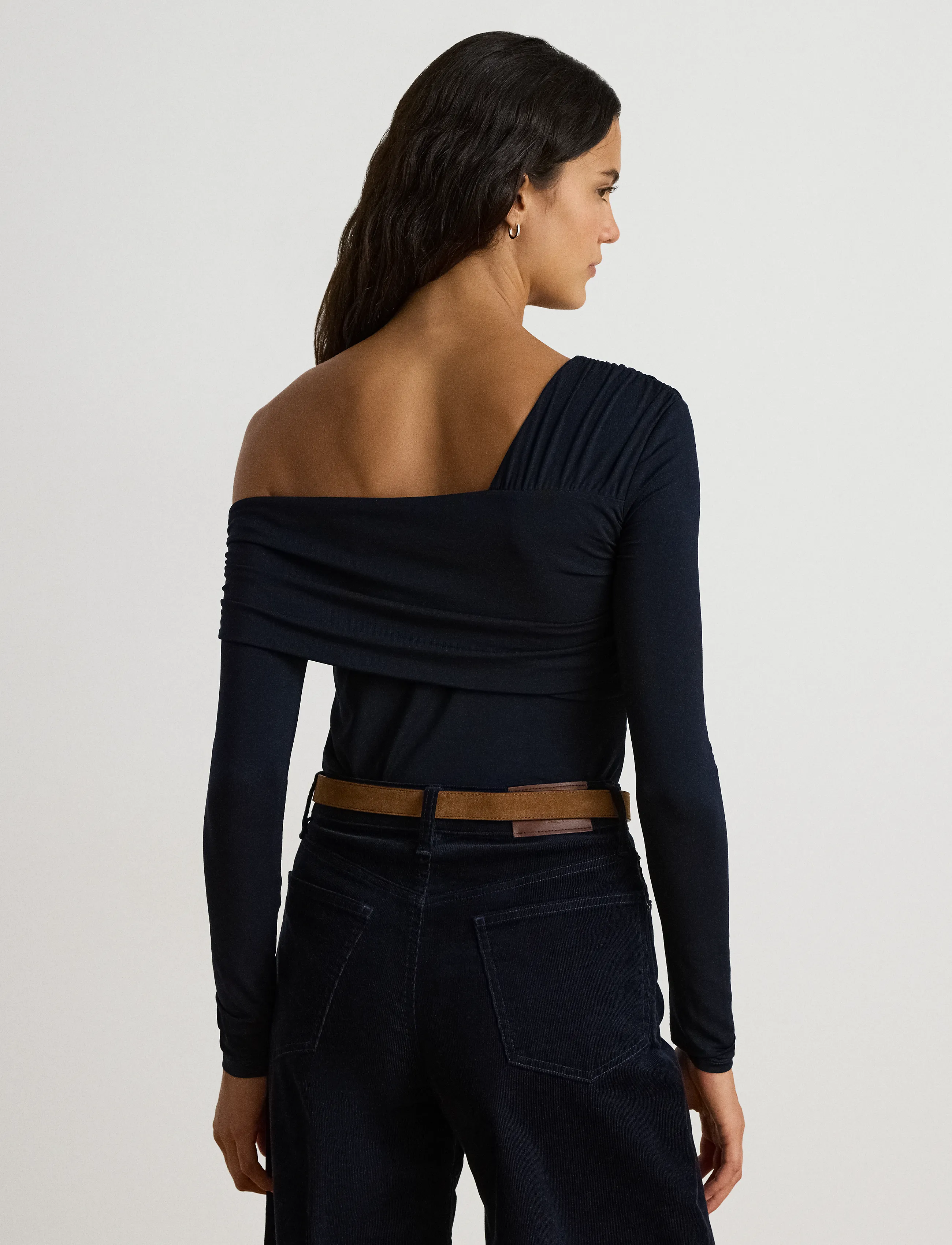 Lauren Ralph Lauren - Jersey Asymmetrical One-Shoulder Top - lauren navy - 2