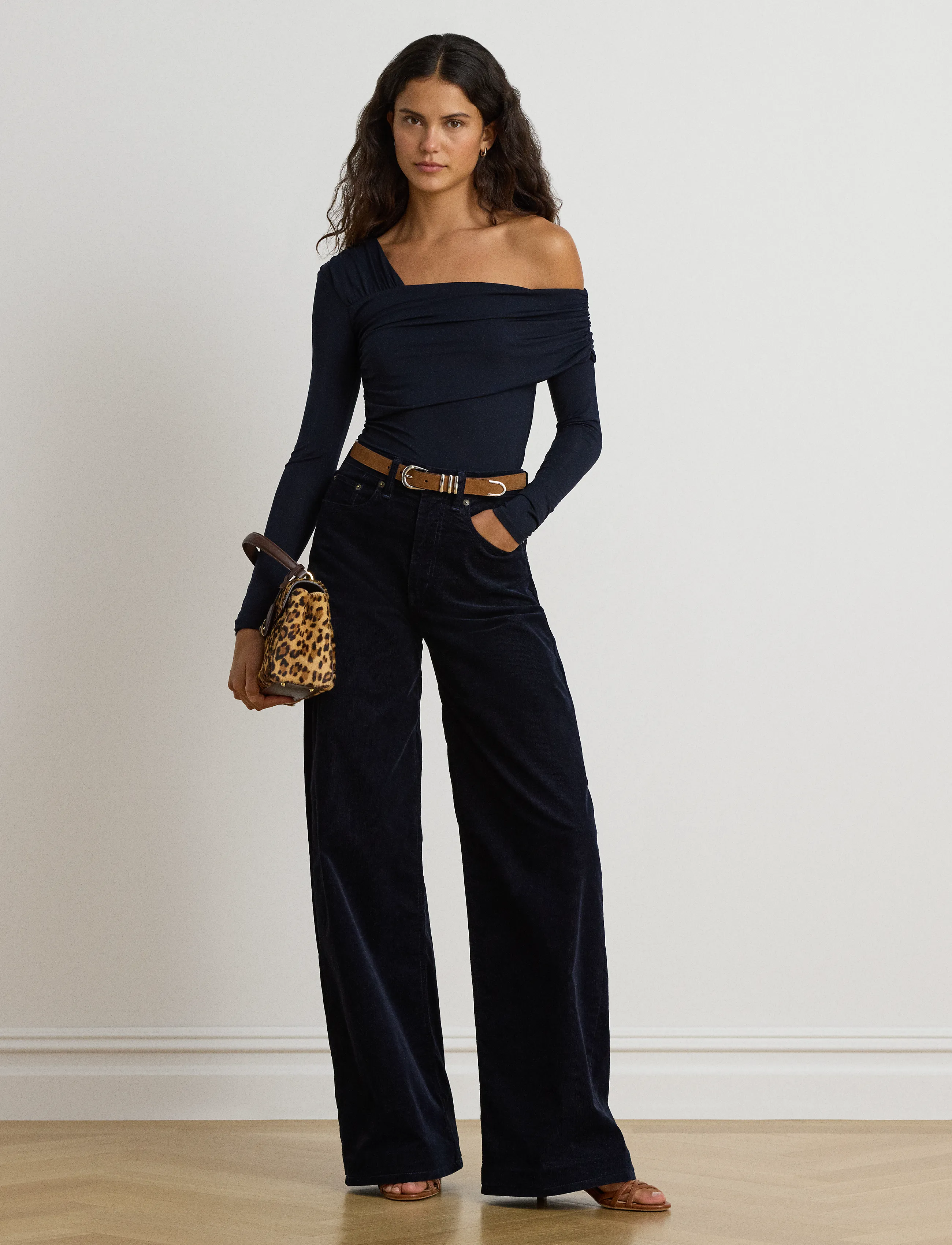 Lauren Ralph Lauren - Jersey Asymmetrical One-Shoulder Top - lauren navy - 3
