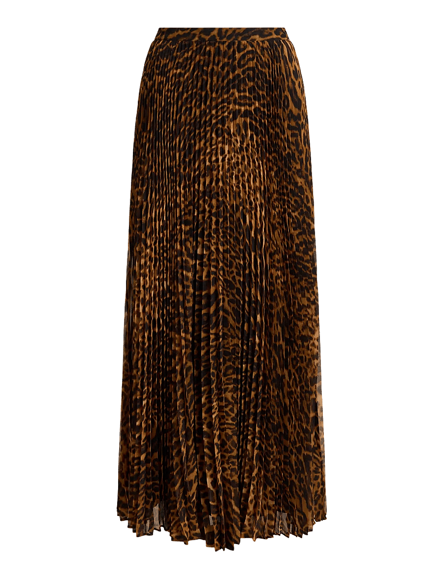 Lauren Ralph Lauren - Ocelot-Print Pleated Chiffon Skirt - pleated skirts - tan multi - 2